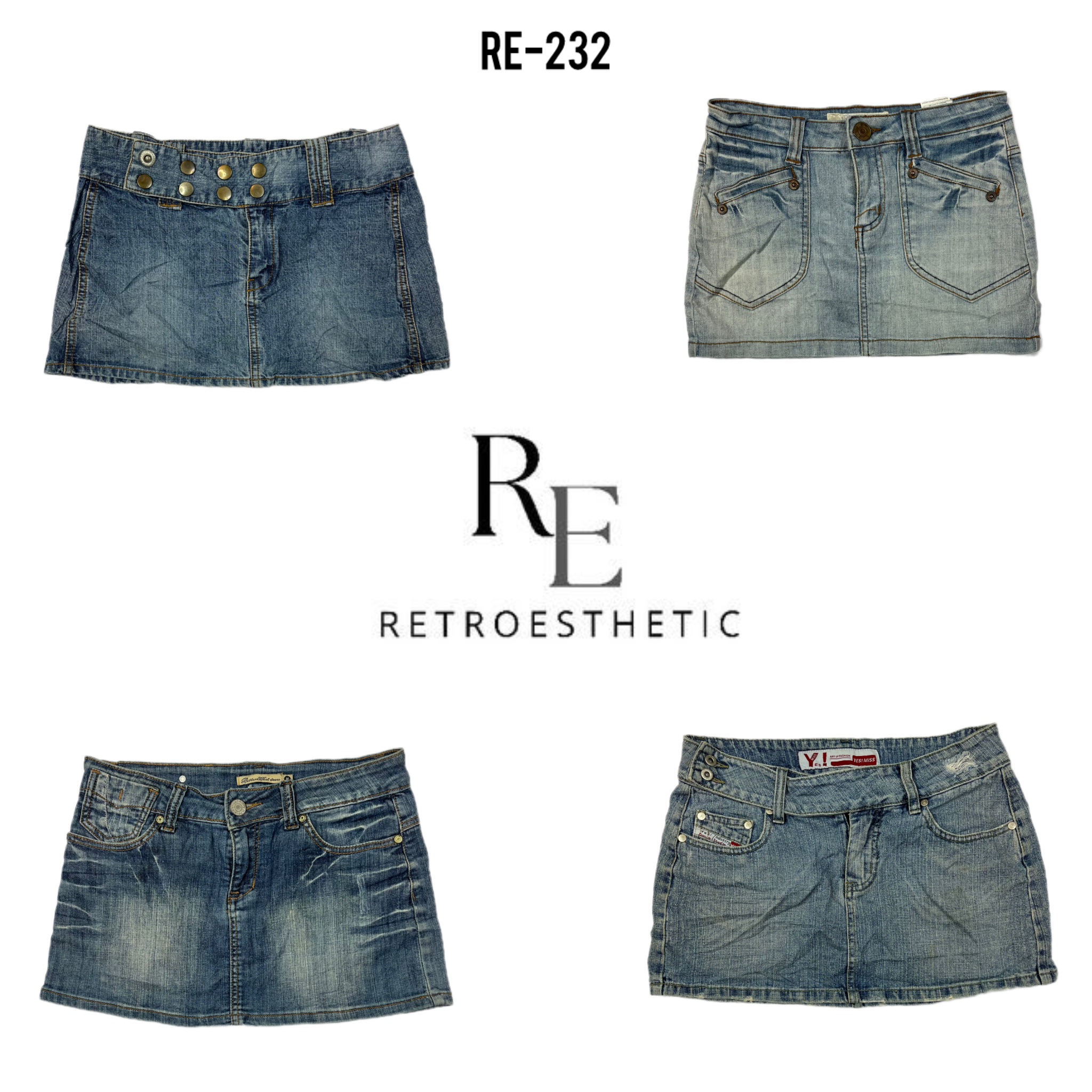 Y2K Denim Micro Mini Skirts (RE-232)