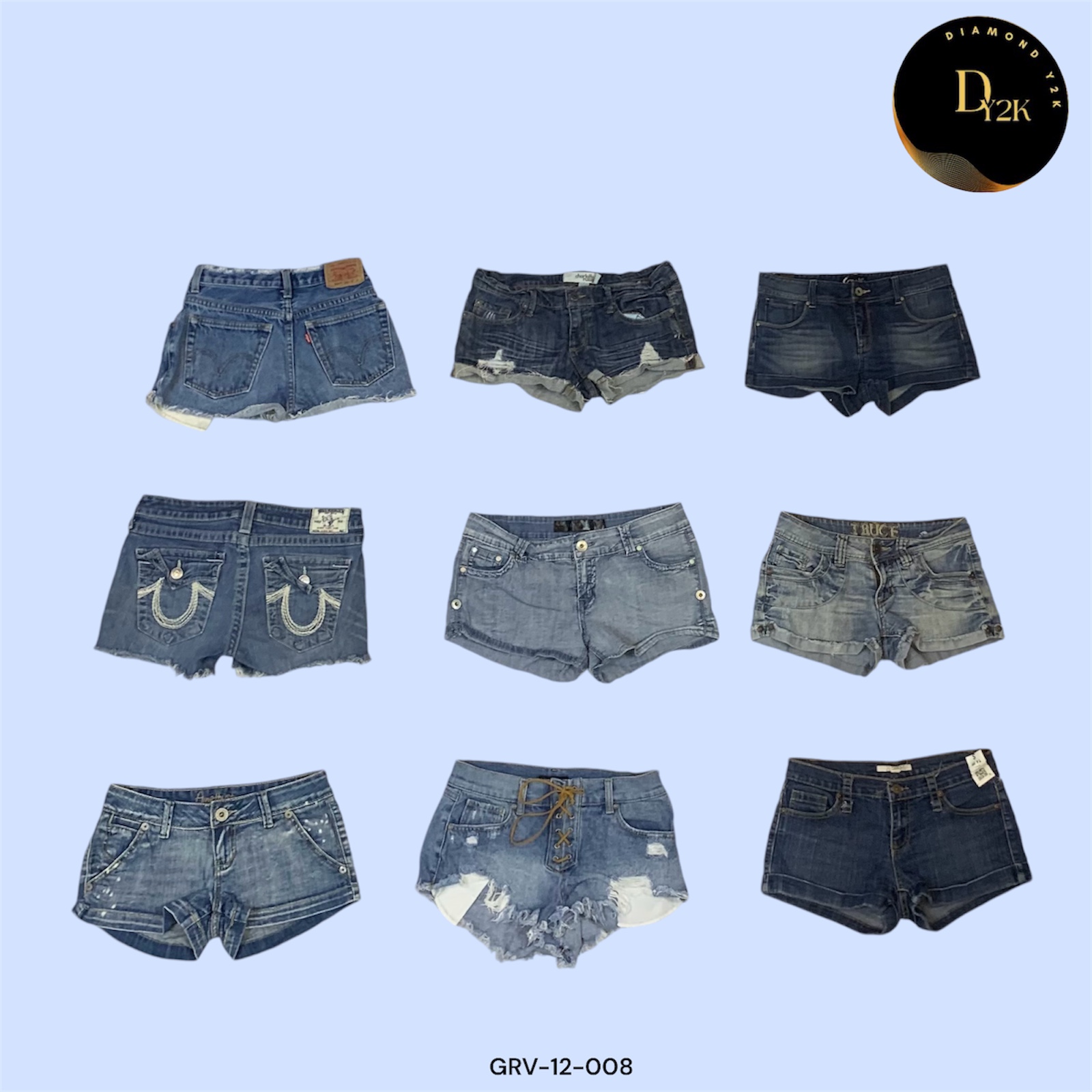 Y2K Classic Branded Denim Mini Shorts (GRV-12-008)