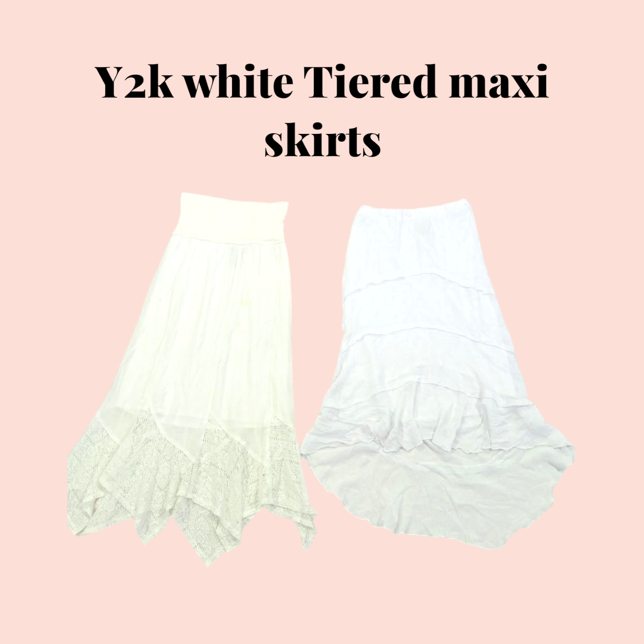 Y2k white tiered maxi skirts