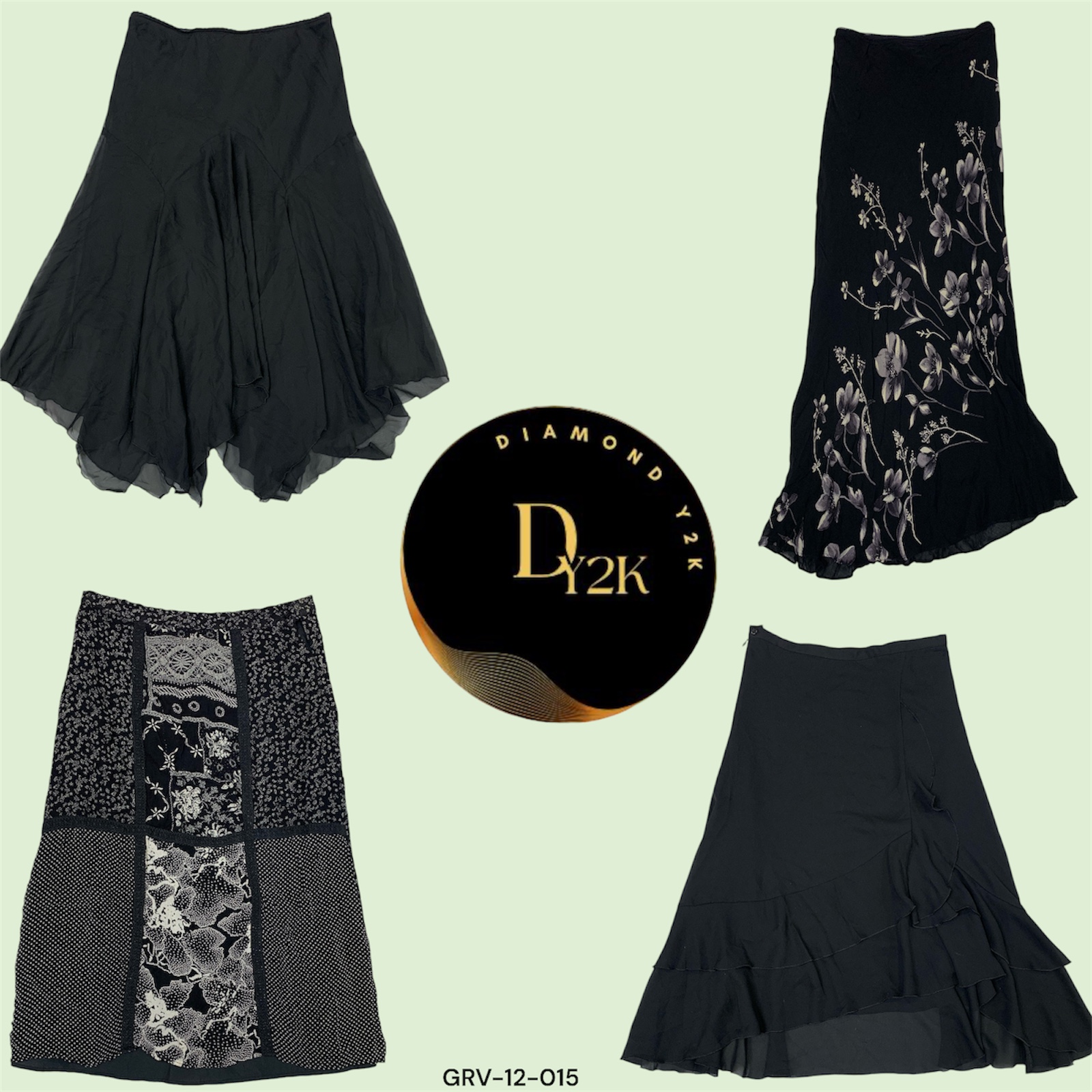 Y2K Dark Blossom Skirt - Floral Chic Aesthetic (GRV-12-015)