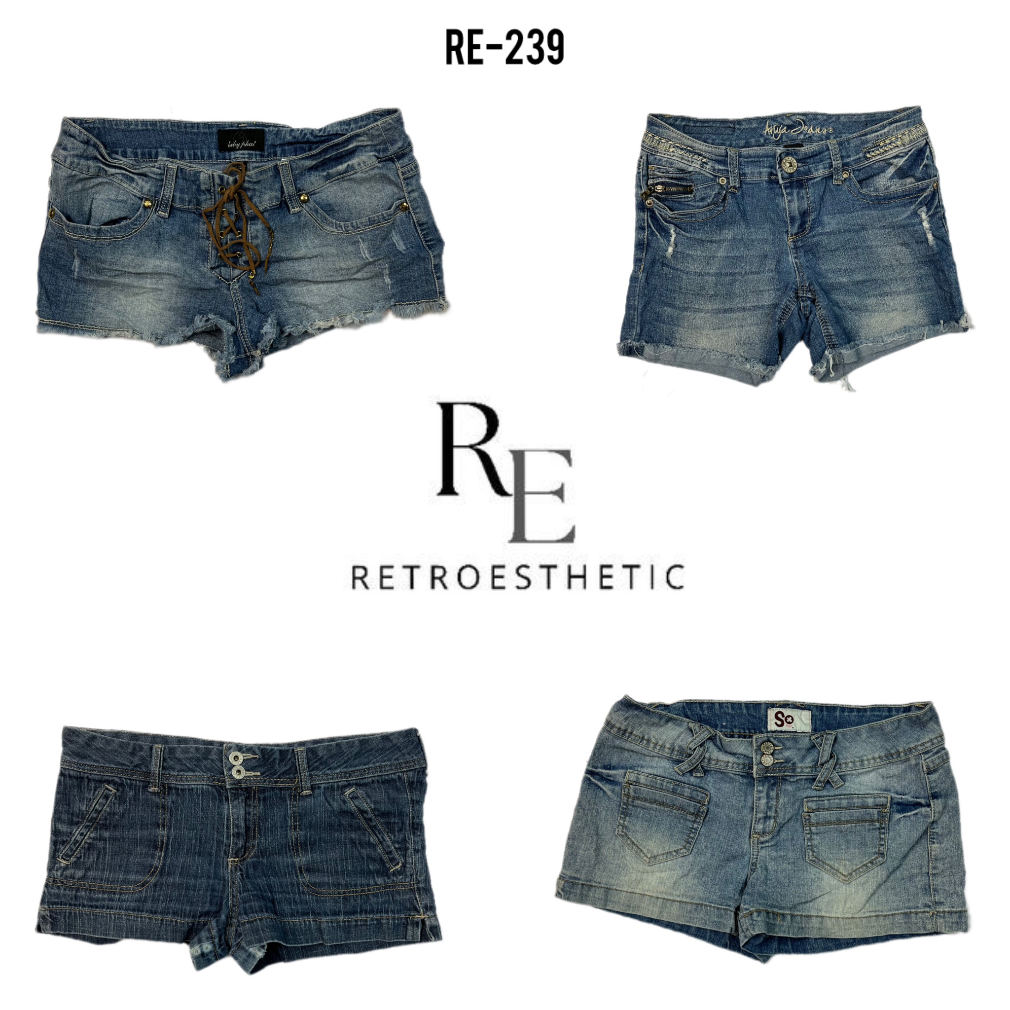 Y2K Unique Style Denim Shorts (RE-239)