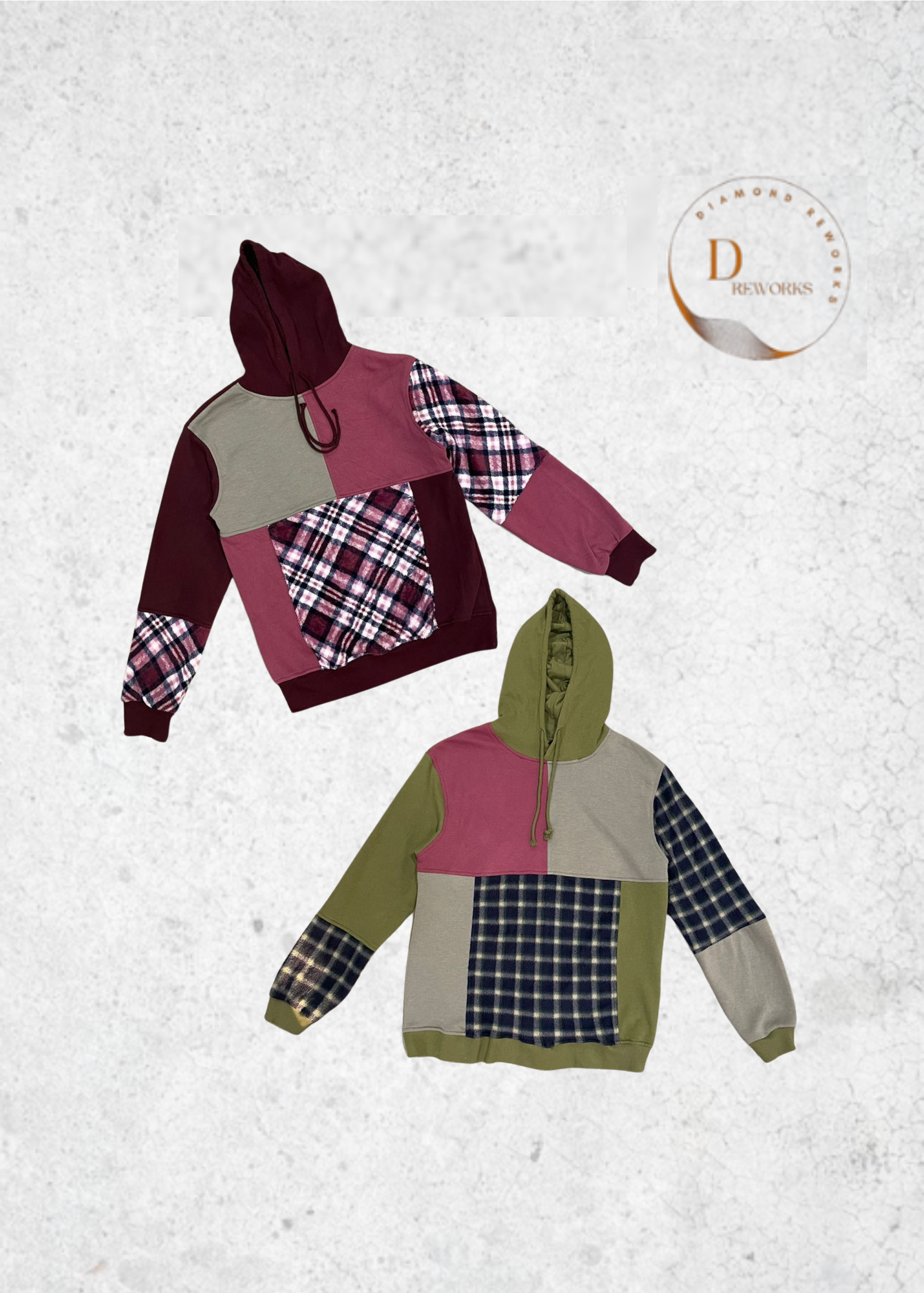 Hoodie de Fleecy Pollar Patchwork Refeito