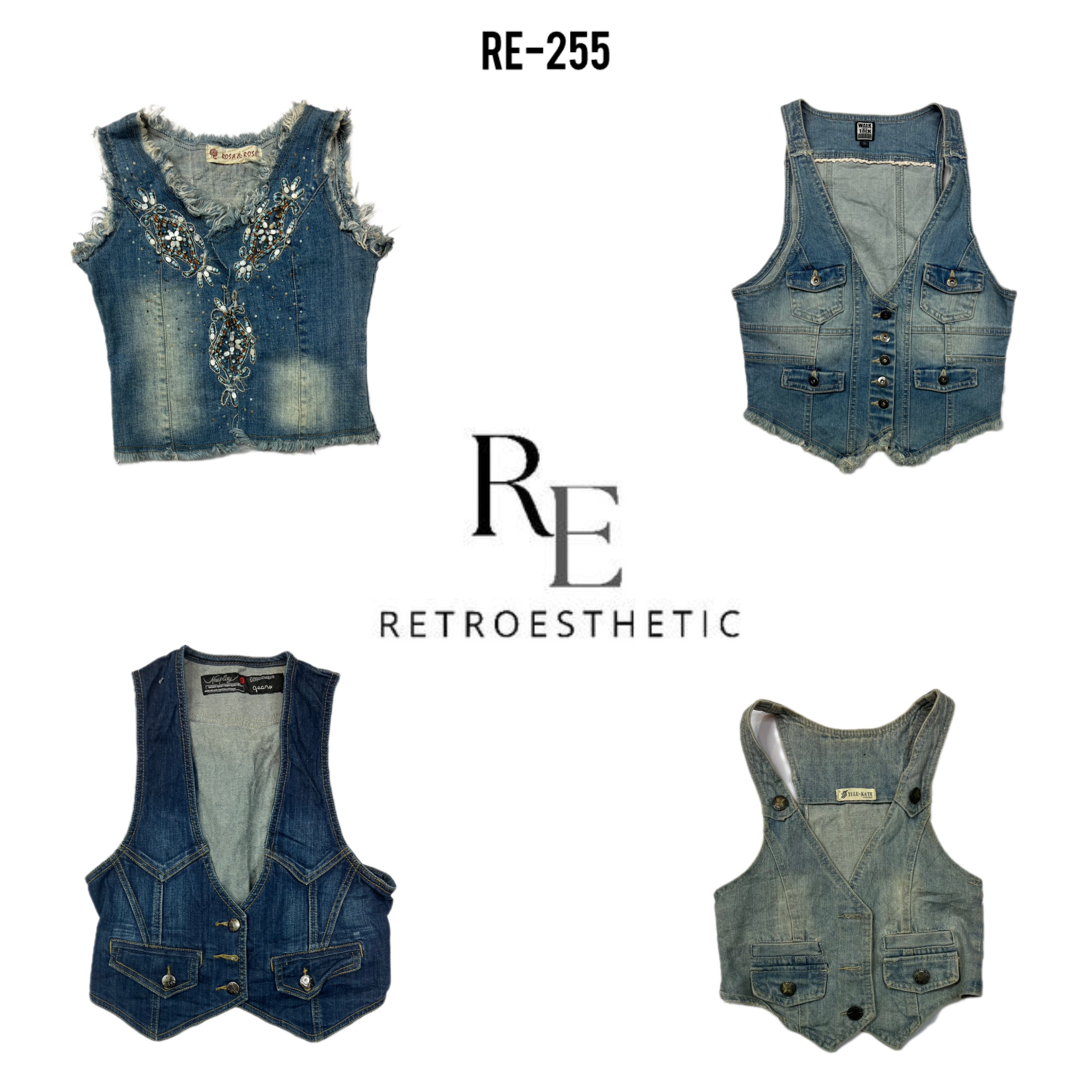 Gilets en jean au style unique Y2K (RE-255)