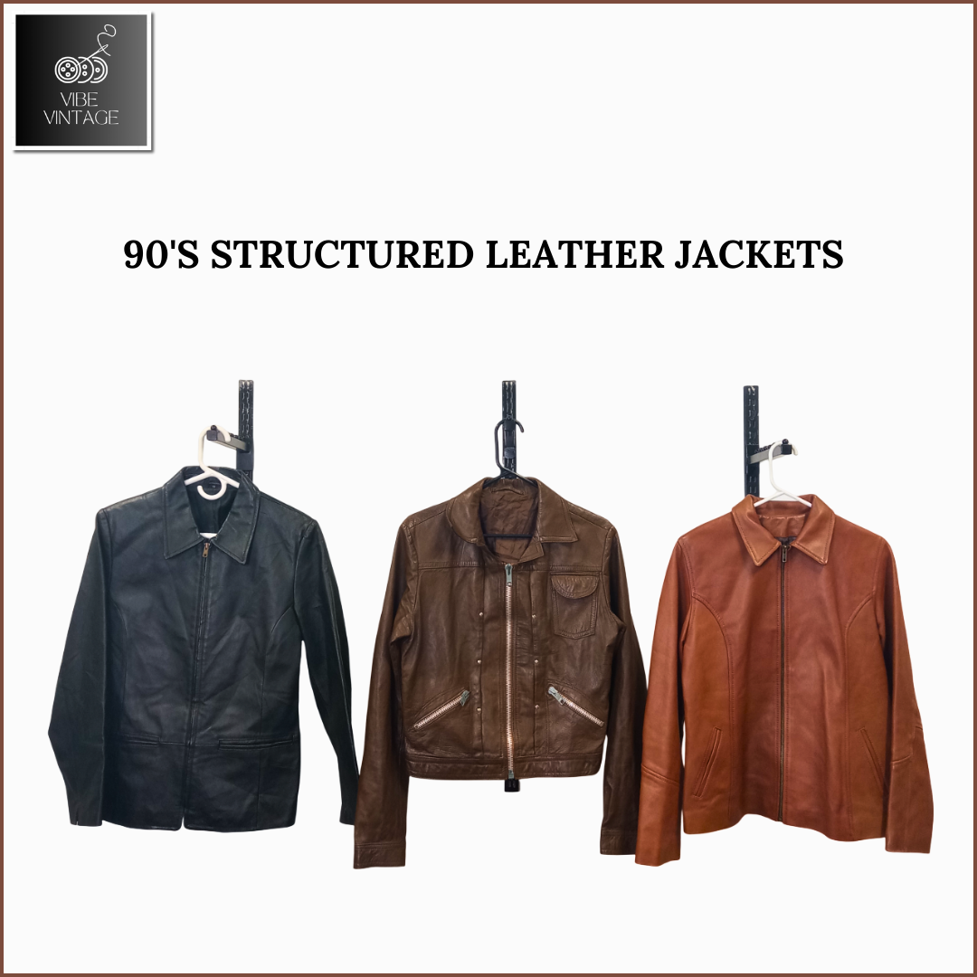 90'S STRUCTURED LEATHER JACKETS - 09 PCS