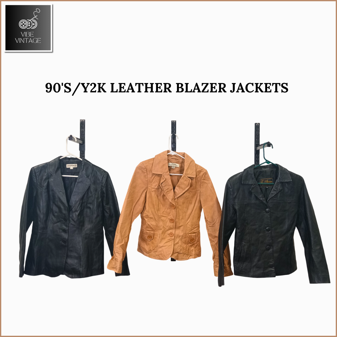 90'S / Y2K LEATHER BLAZER JACKETS - 08 PCS