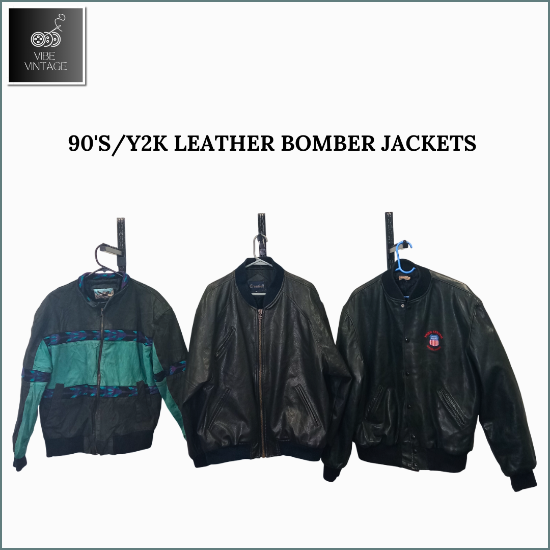 90'S / Y2K LEATHER BOMBER JACKETS - 08 PCS