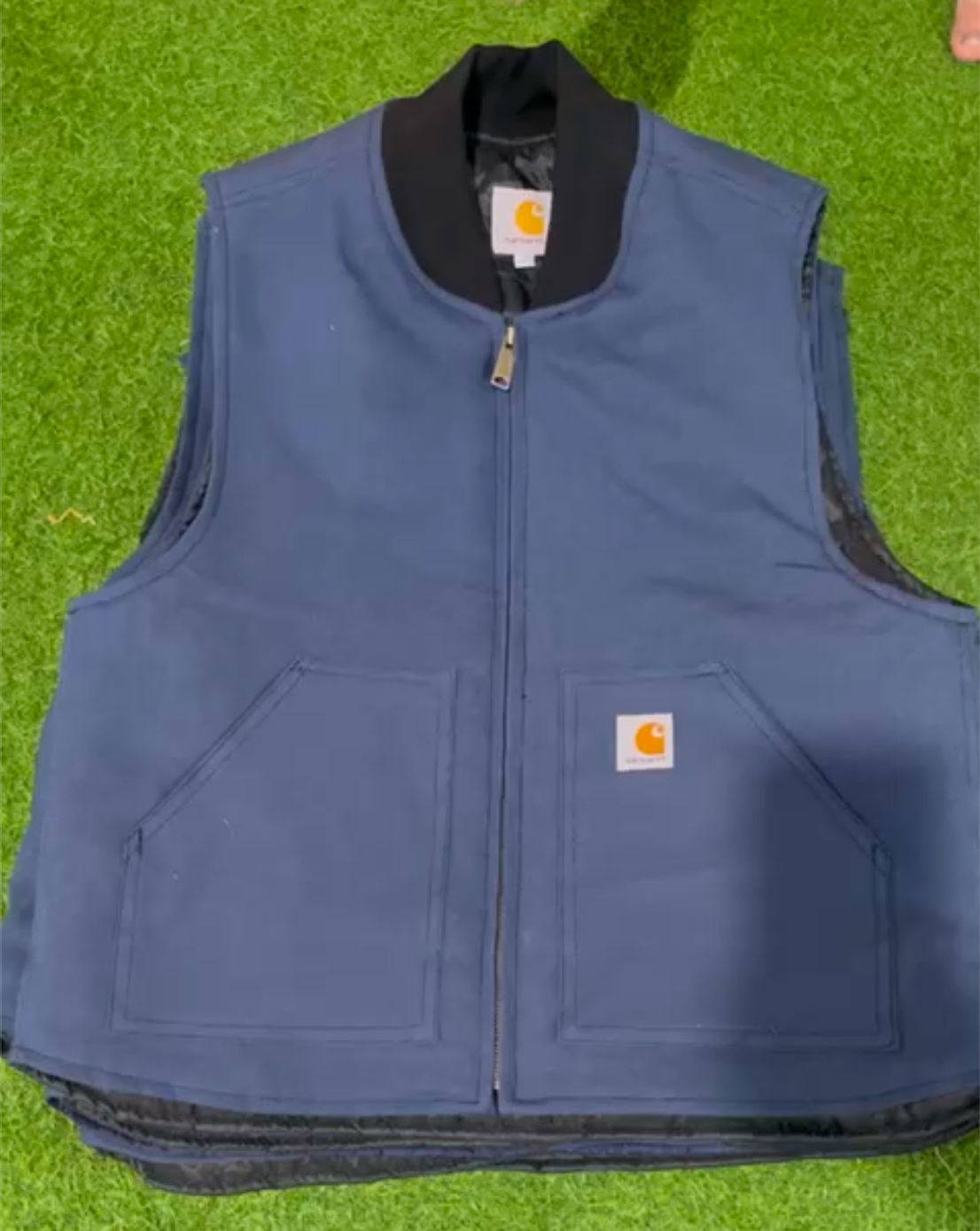 Carhartt rework style navy blue vests