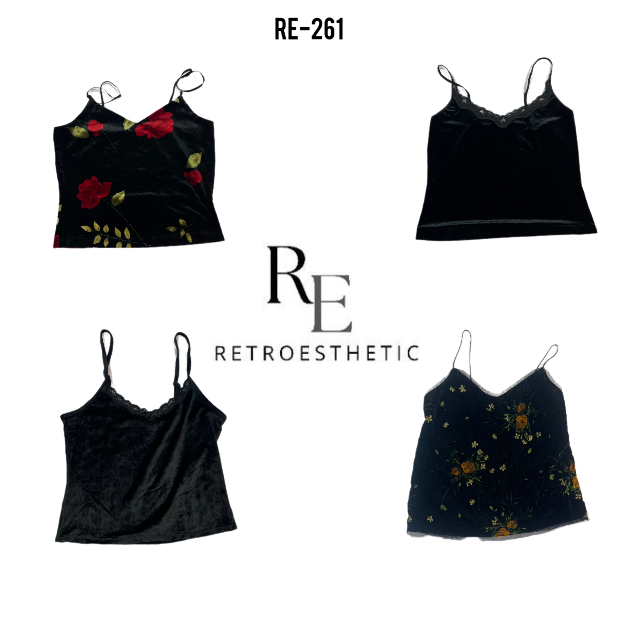 Hauts Cami noirs Y2k (RE-261)