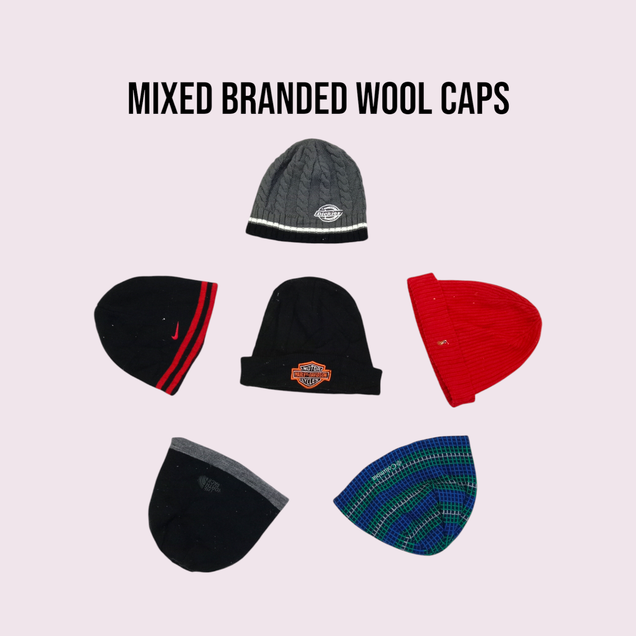 mixed branded wool caps