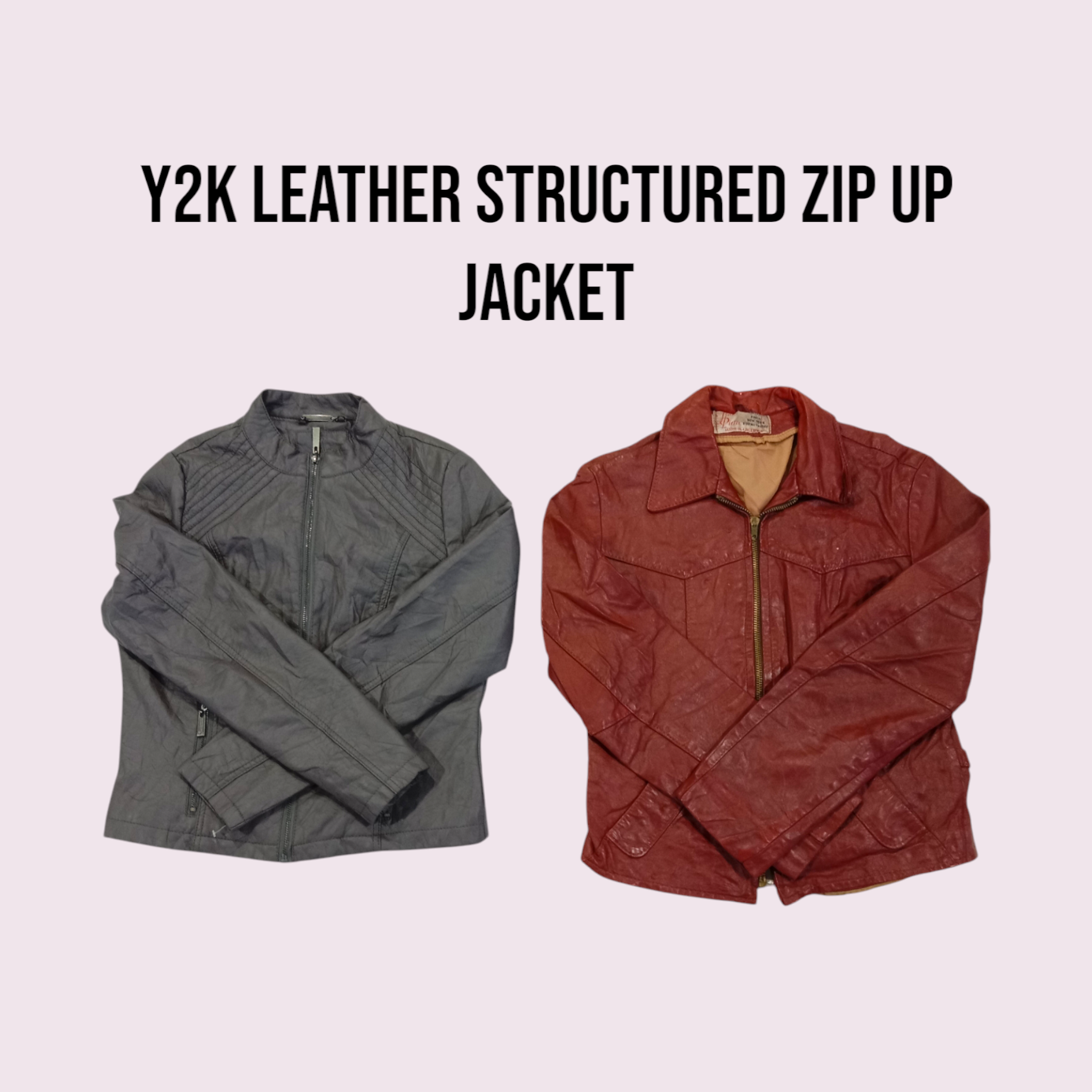 y2k leather structured zip up jackets