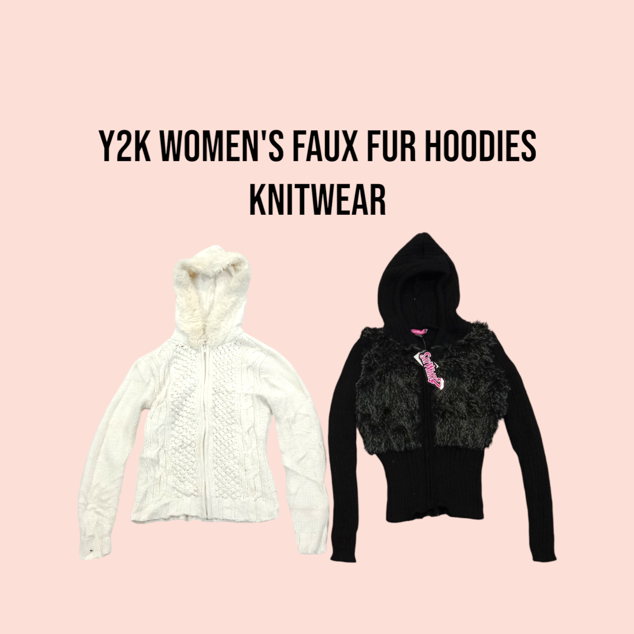 y2k women's faux fur knitwear