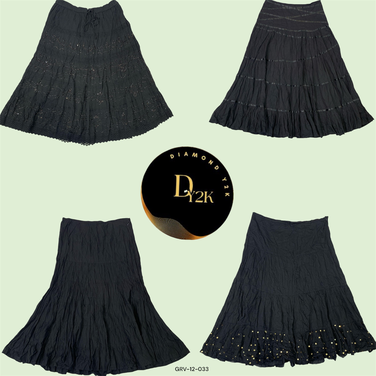 Retro Y2K Black Cotton Skirt (GRV-12-033)