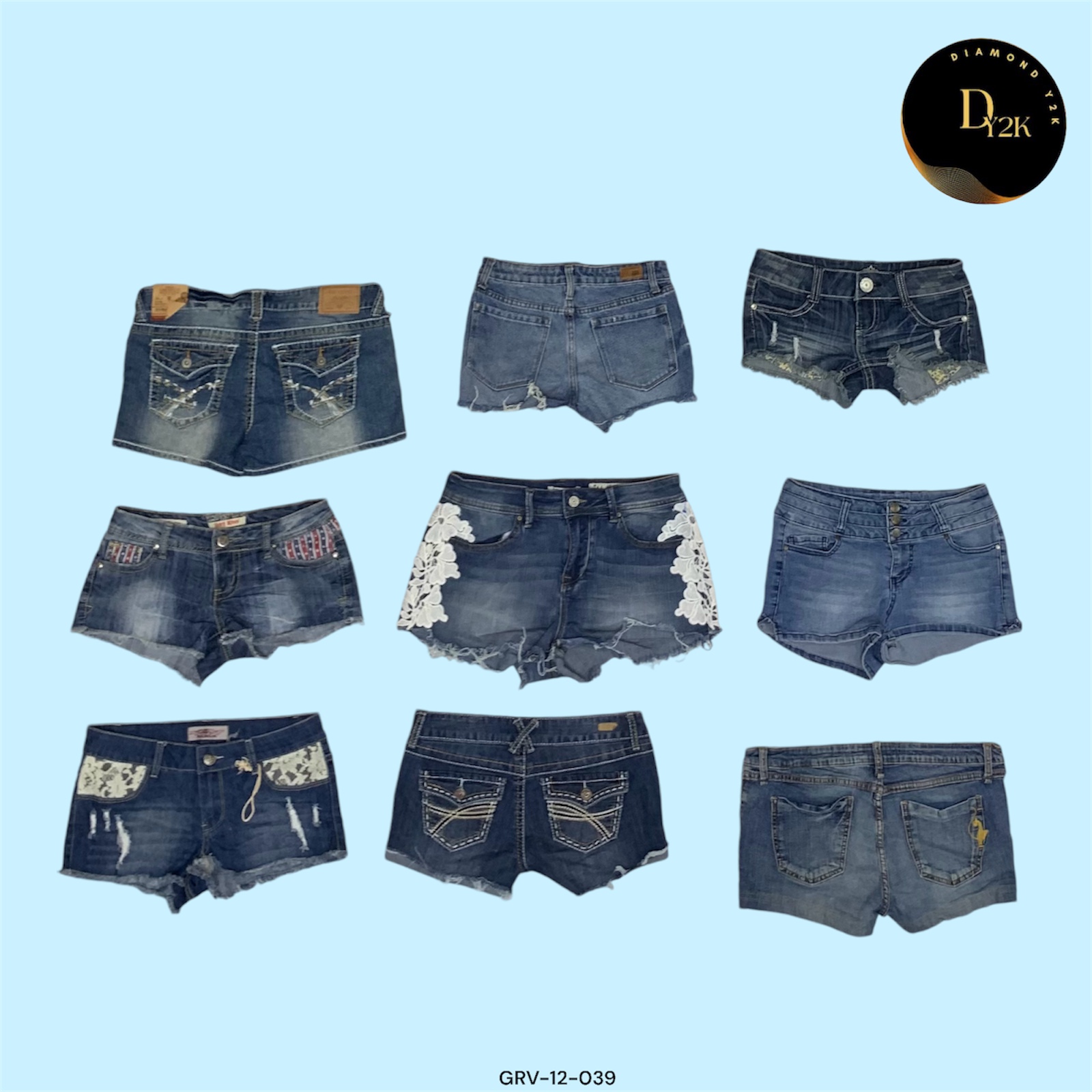 Y2K Low-Rise Denim Mini Shorts - 2000s Vibes (GRV-12-039)