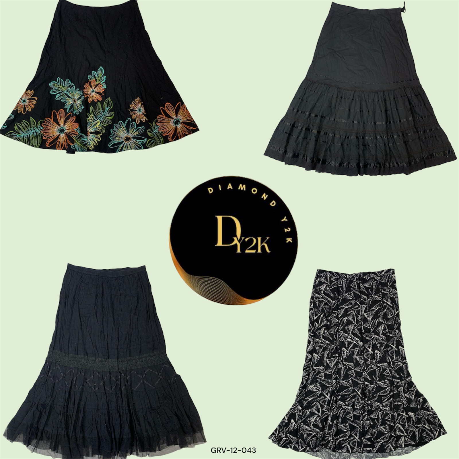 Retro Chic Y2K Black Polyester Skirt (GRV-12-043)