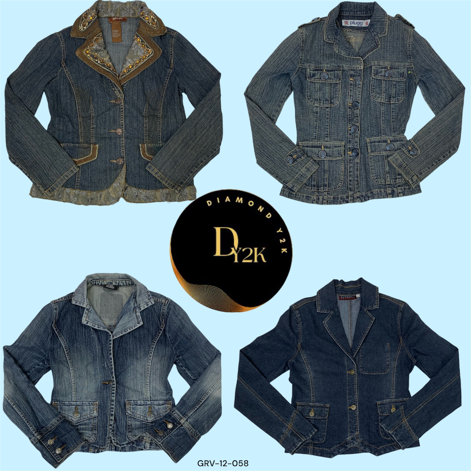 Classic Y2K Denim Jacket with Button Detail (GRV-12-058)