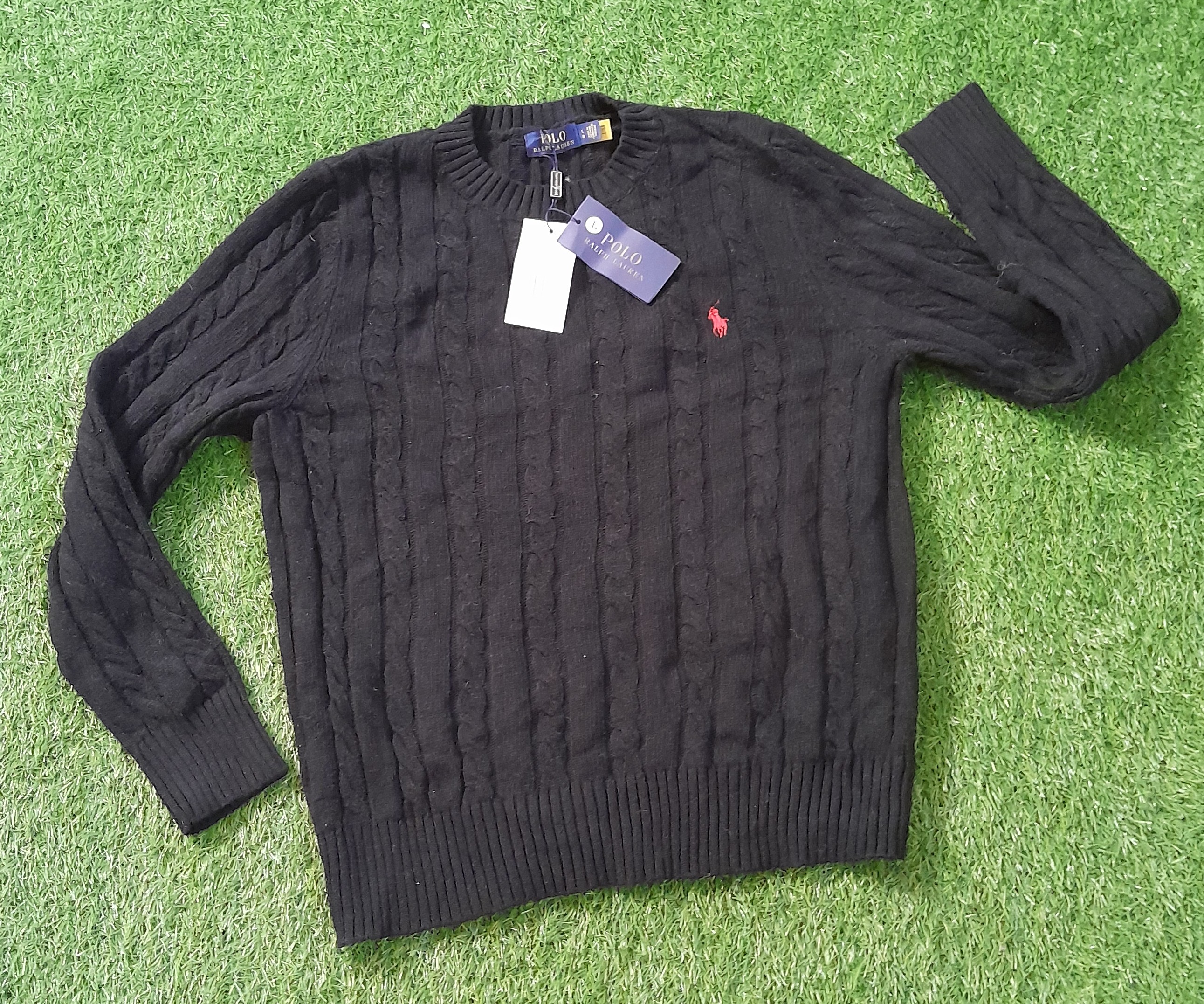 Ralph Lauren
 cable knits ,half zip , round neck and vneck sweaters