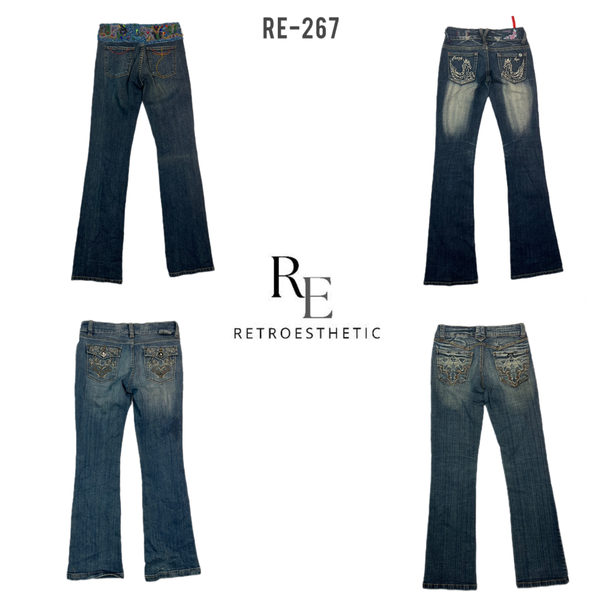 Y2K Einzigartige Flared Jeans (RE-267)