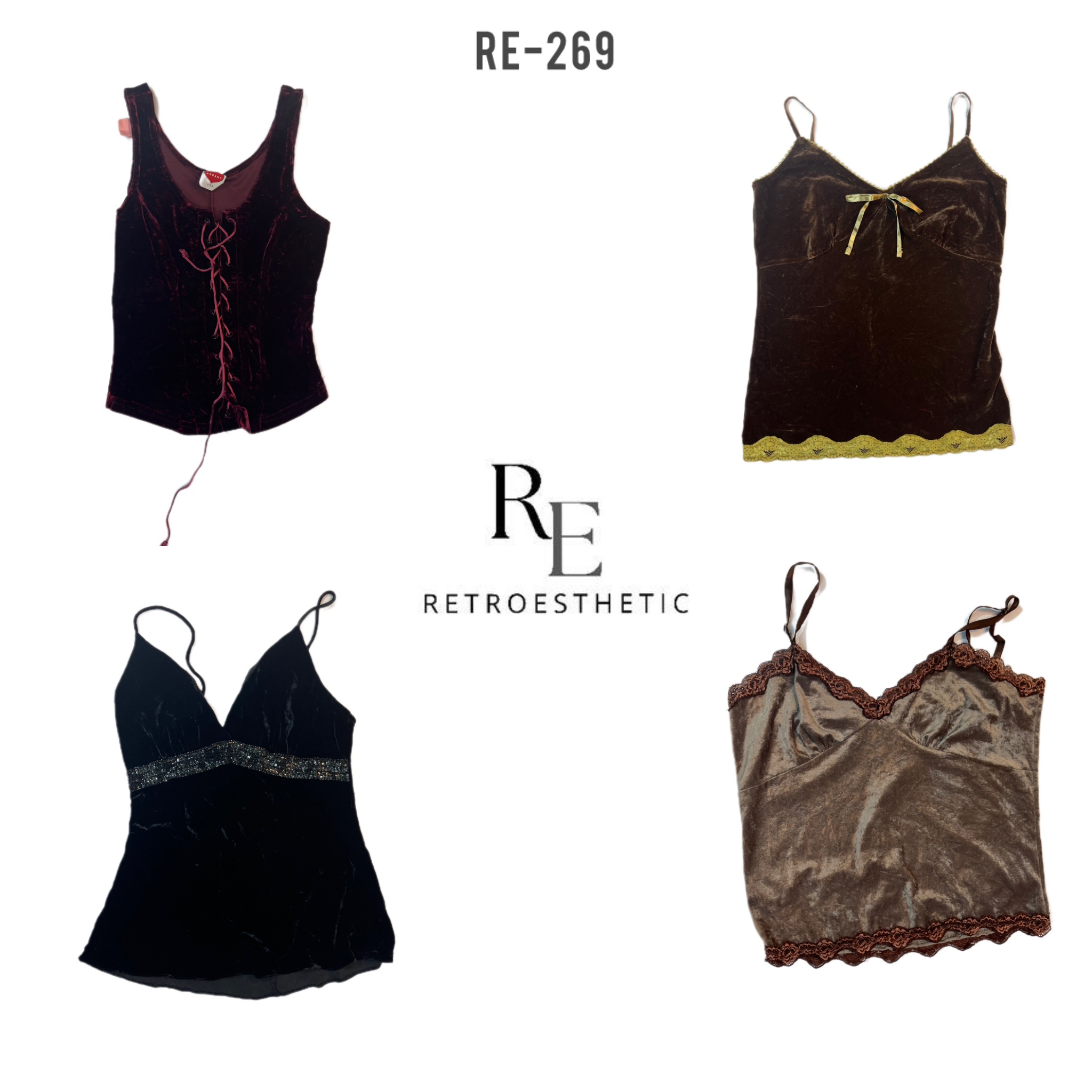 Y2K Gothic Velvet Cami Tops (RE-269)