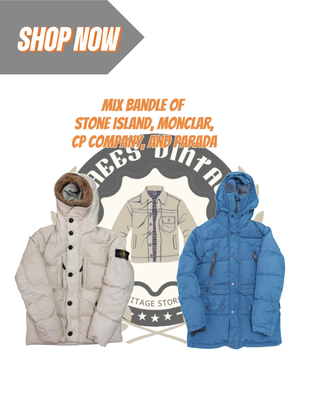 Moncler Stone Island CP Company and Parada Jackets 5 Pcs Vintage Wholesale Marketplace Bulk Vintage Wholesale Fleek