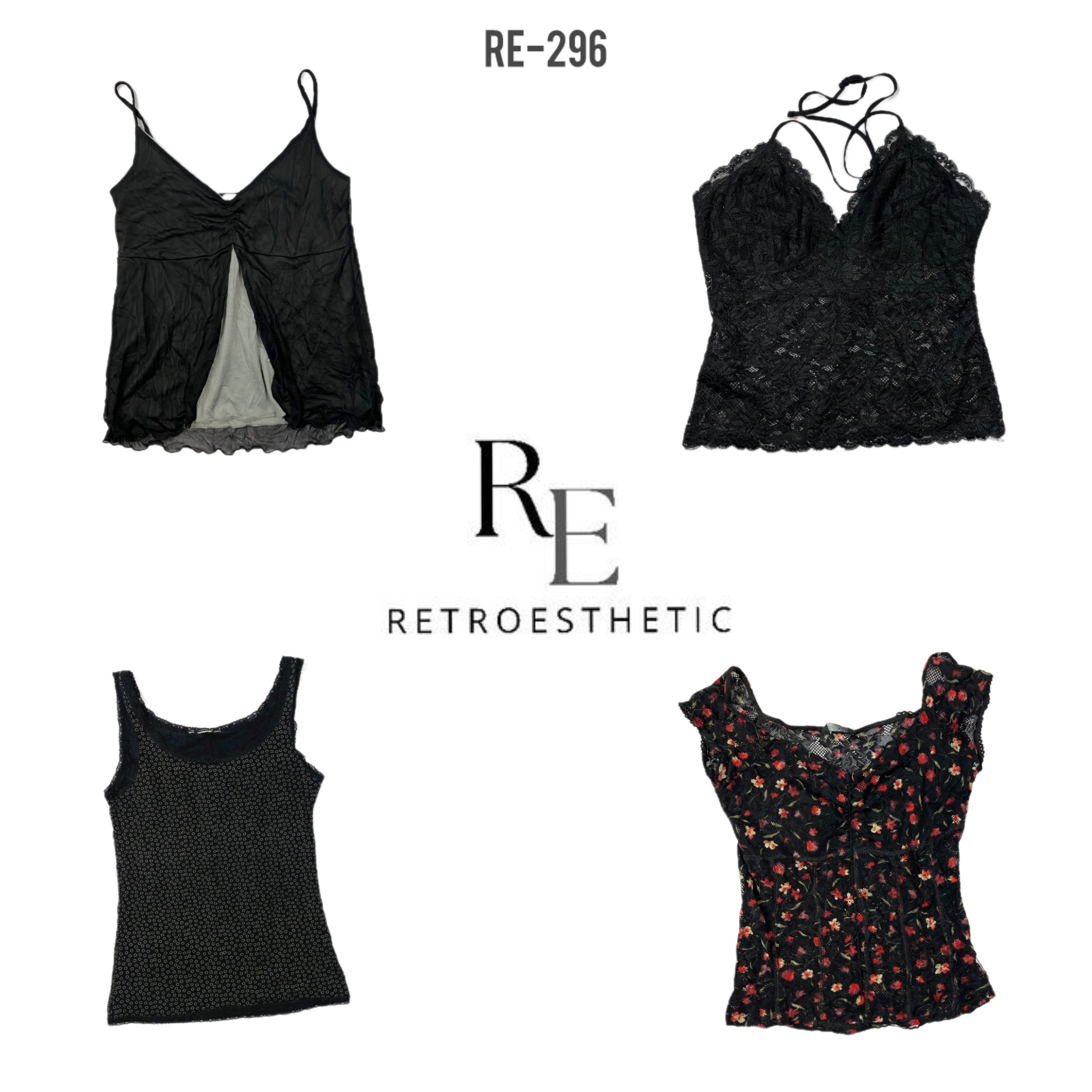 Y2K Tous Noirs Rave Cami Tops (RE-296)