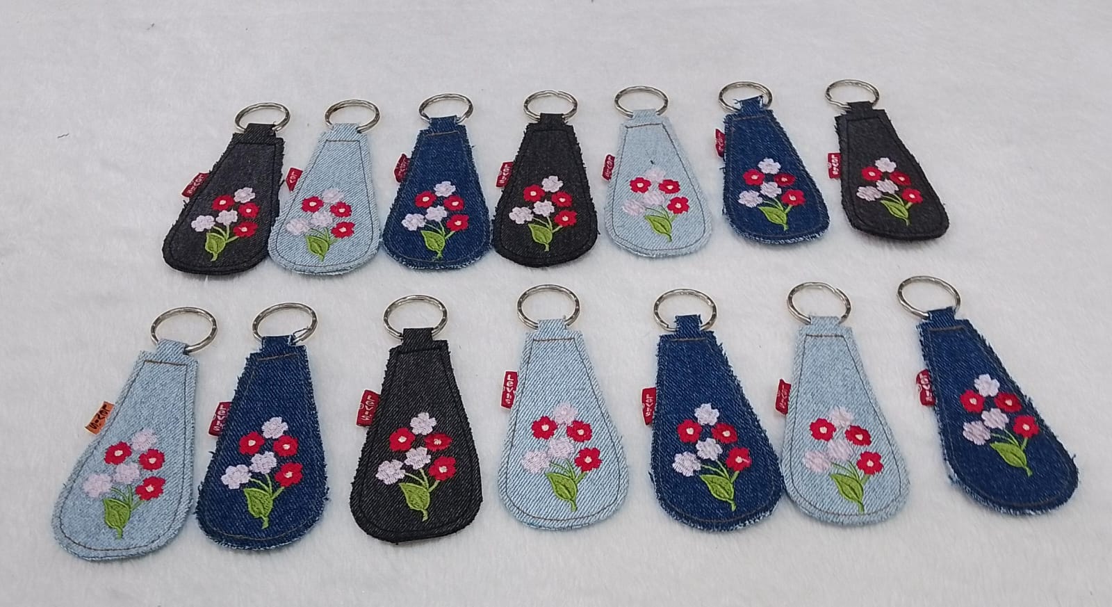 CR3044 Rework Embroided Key Chains - 14 Pcs