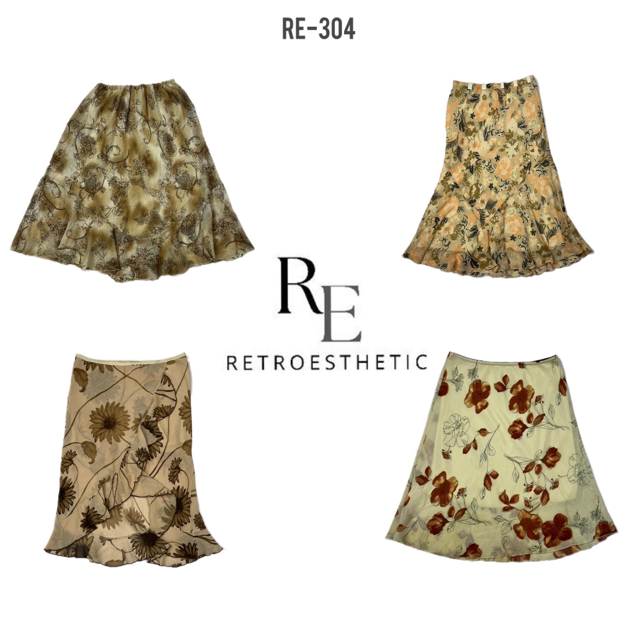 Y2K Floral Poly Skirts (RE-304)