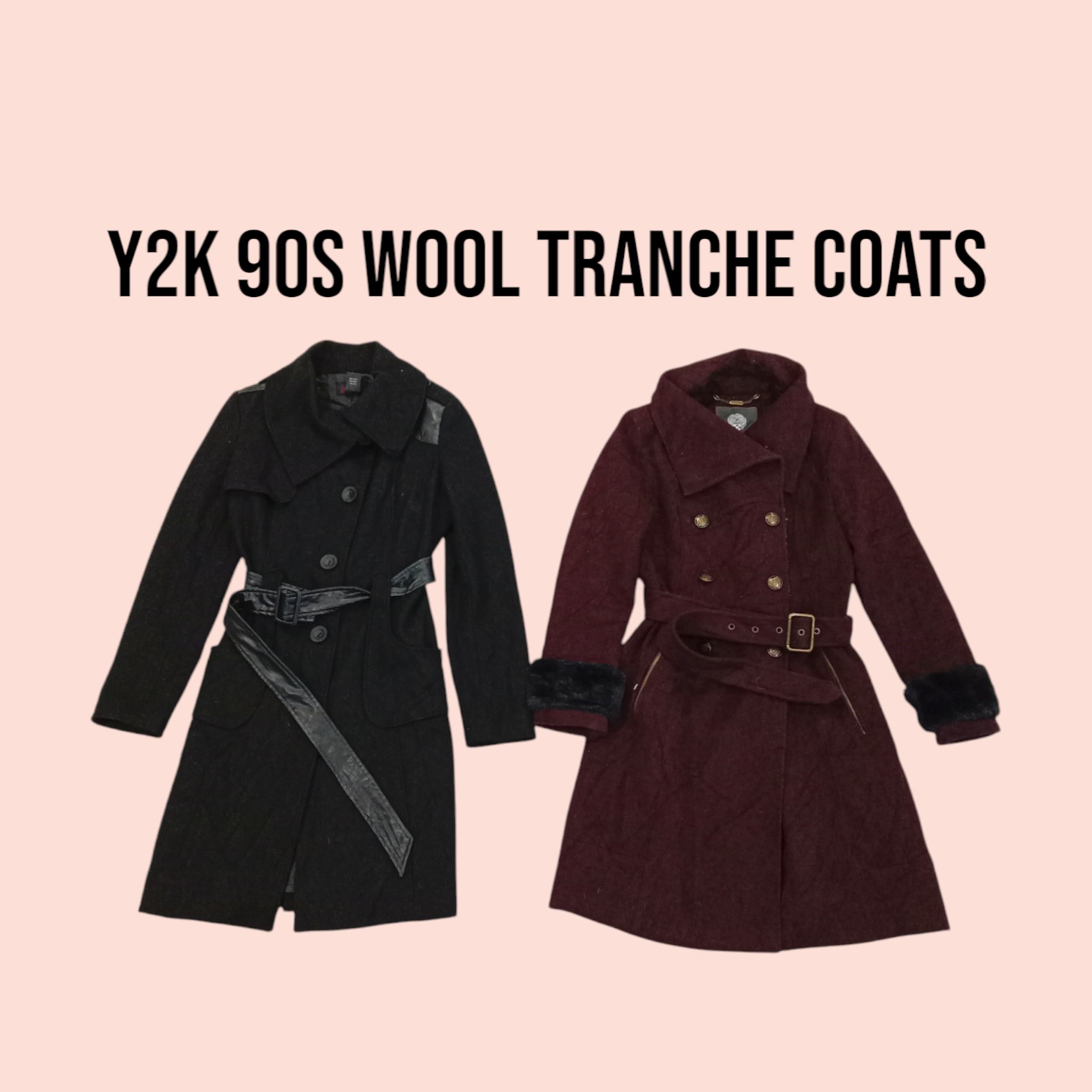 Y2k 90s Wool Trench Coats