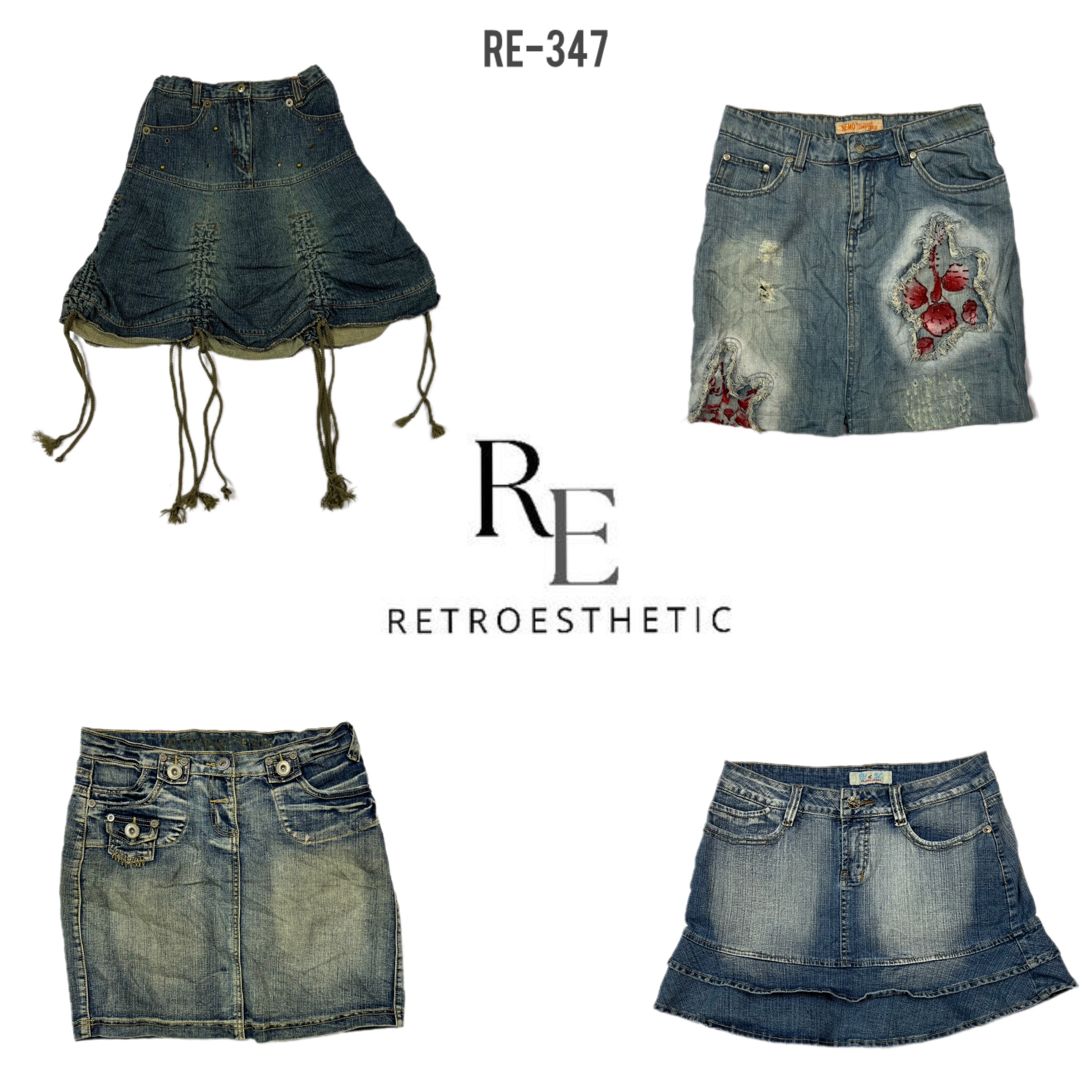 Jupes en denim micro mini Y2K Cyber Girl Era (RE-347)