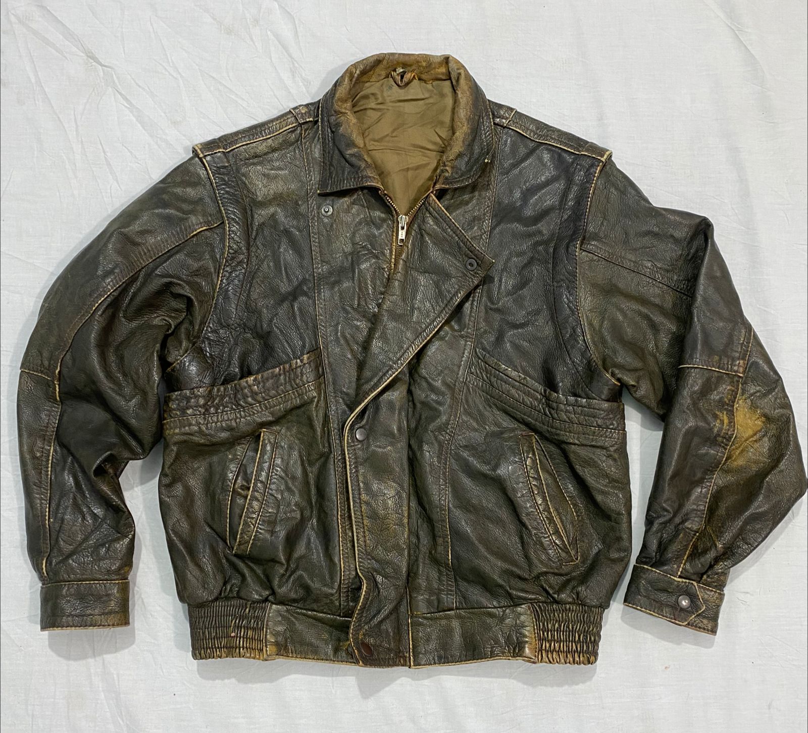 MV32#90s Leather Bomber Jackets Mix