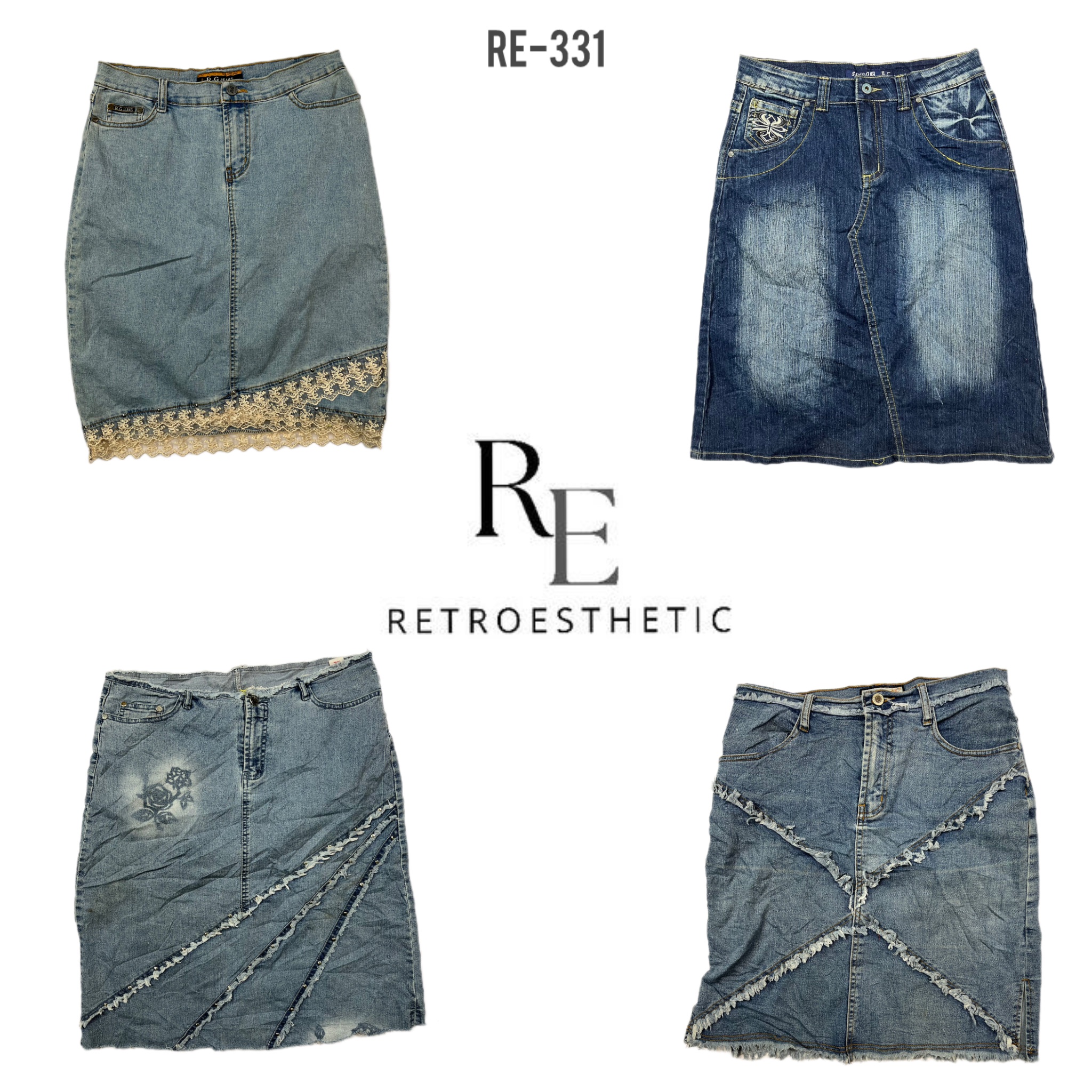 Y2K Retro-Stil Denim-Midi-Röcke (RE-331)