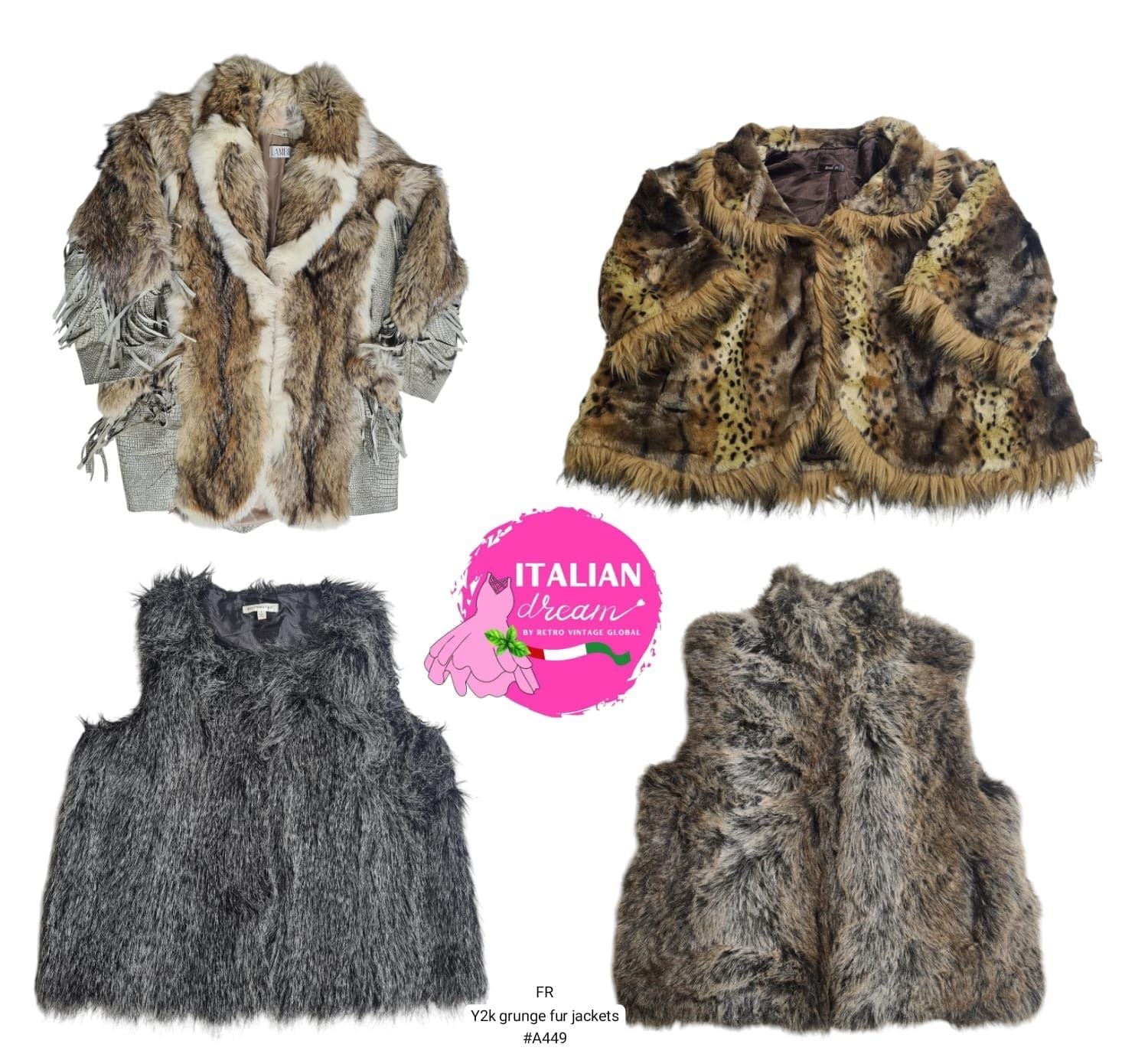 Y2k grunge fur jackets