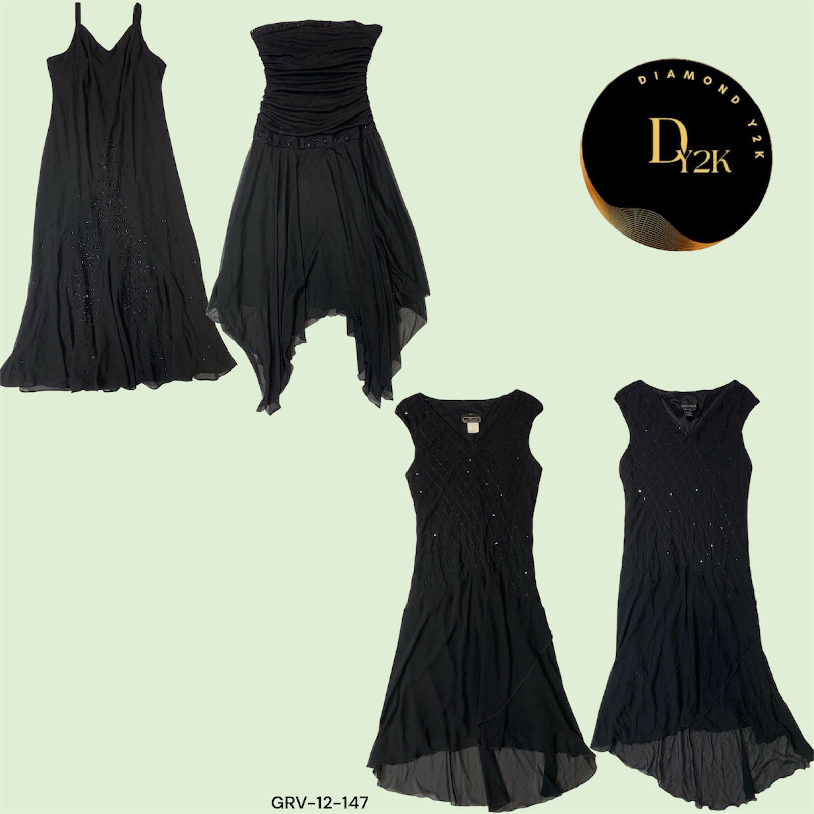 Styles de robe noire Y2K intemporels (GRV-12-147)