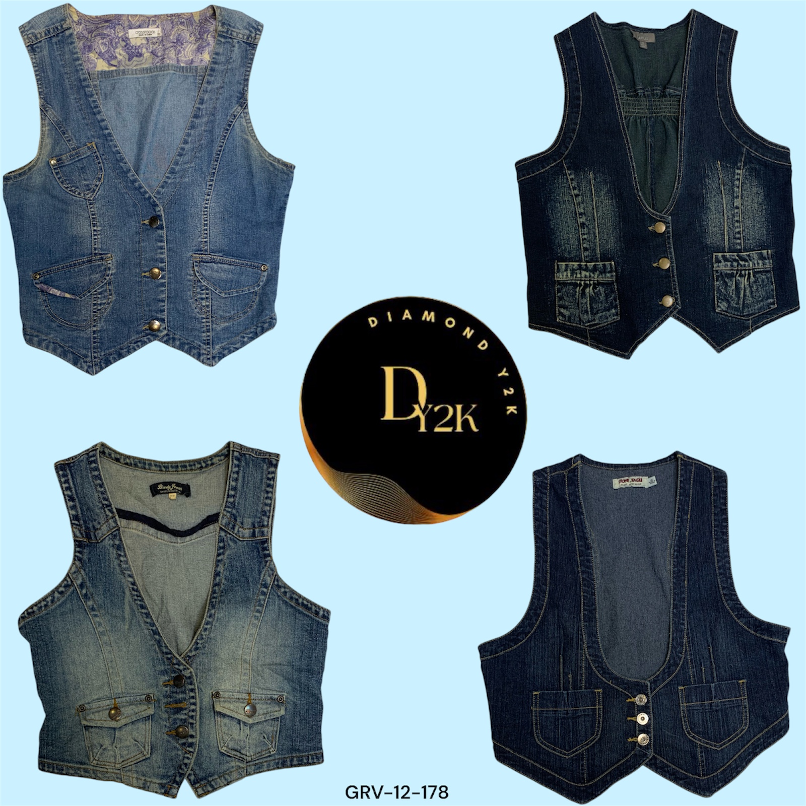 Retro Y2K Denim Vest – Perfect for Layering (GRV-12-178)