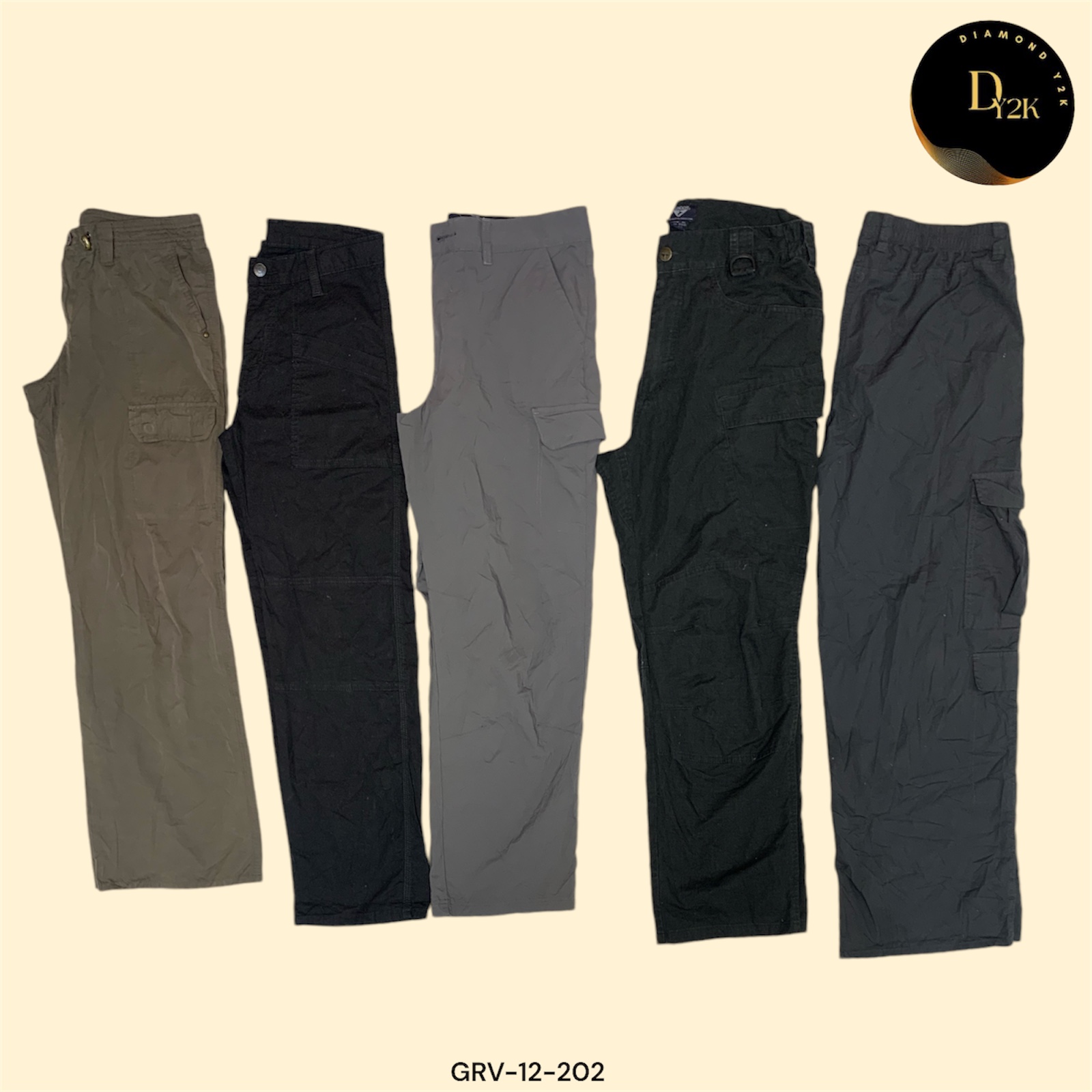 Pantalons cargo utilitaires classiques Y2K avec poches (GRV-12-202)