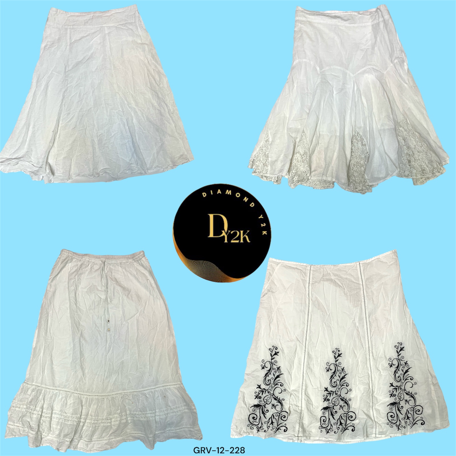 Y2K White Cotton Skirt – Casual and Cool (GRV-12-228)