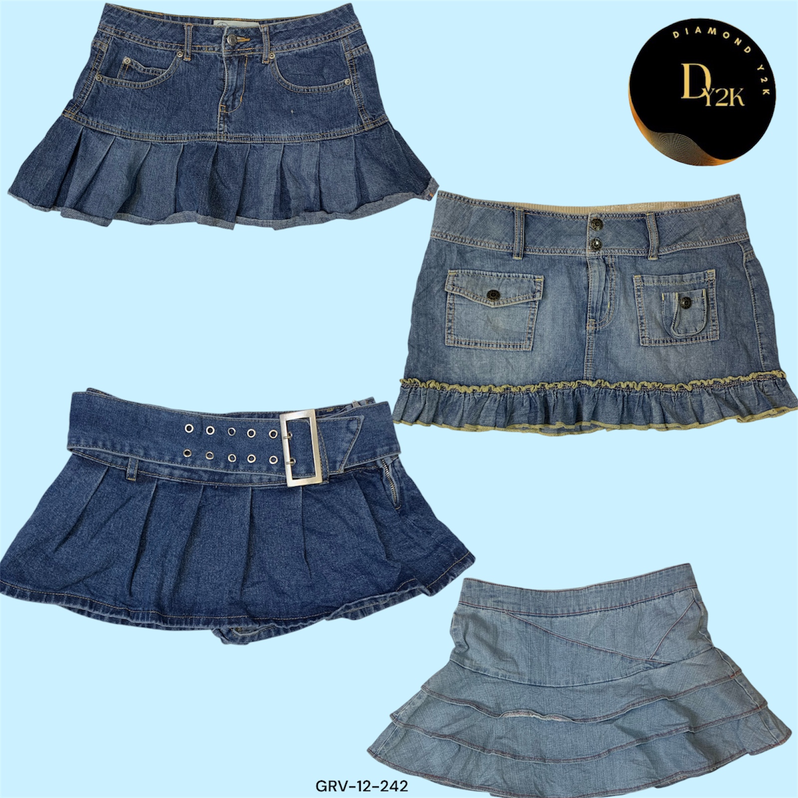 Collection de jupes mini en denim Y2K – Guess, YMI et plus (GRV-12-242)