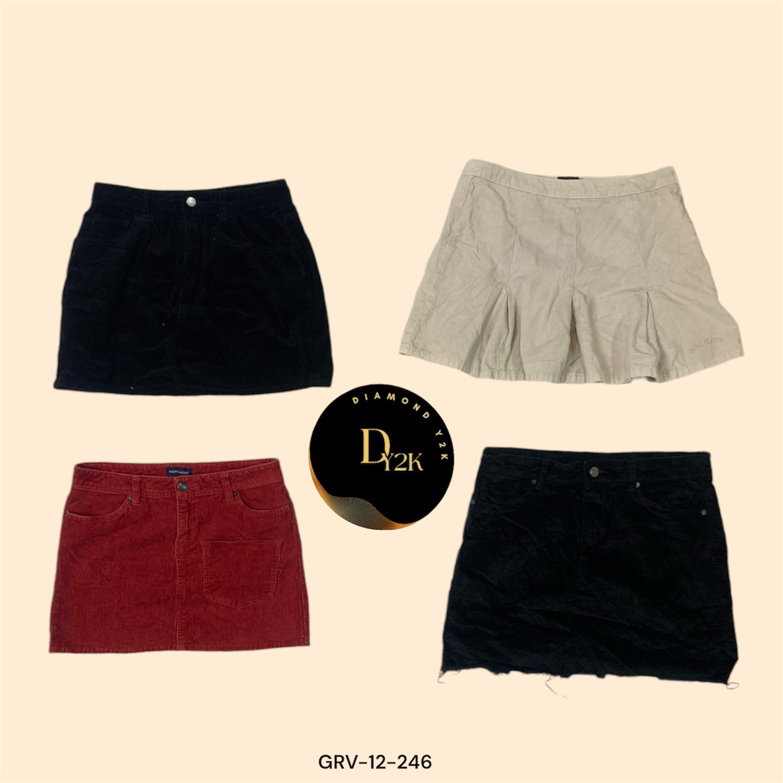 Retro Y2K Corduroy Mini Skirts - Ralph Lauren, Levi's And More... (GRV-12-246)