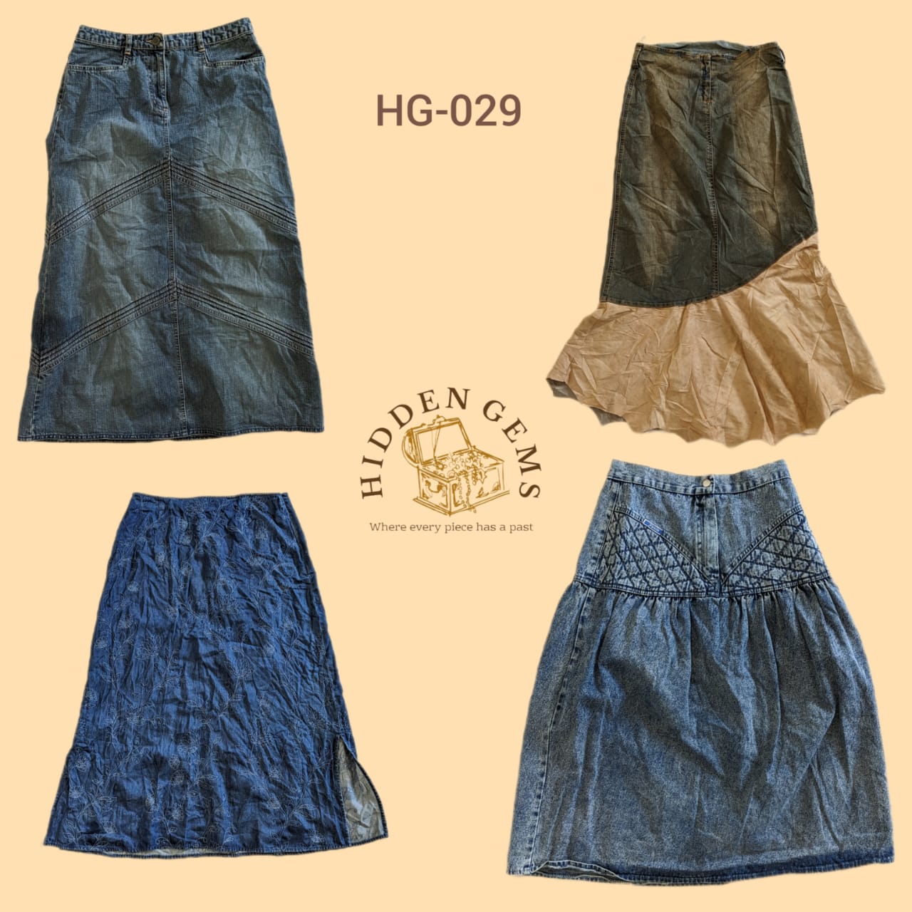 Y2k unique mixed maxi denim skirts (HG-029)