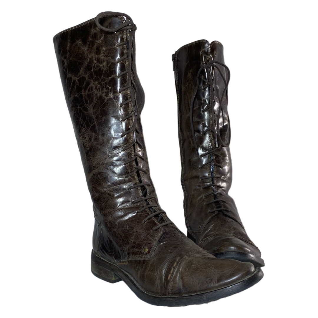 MV43#Women's Leather High Heel Western Boots