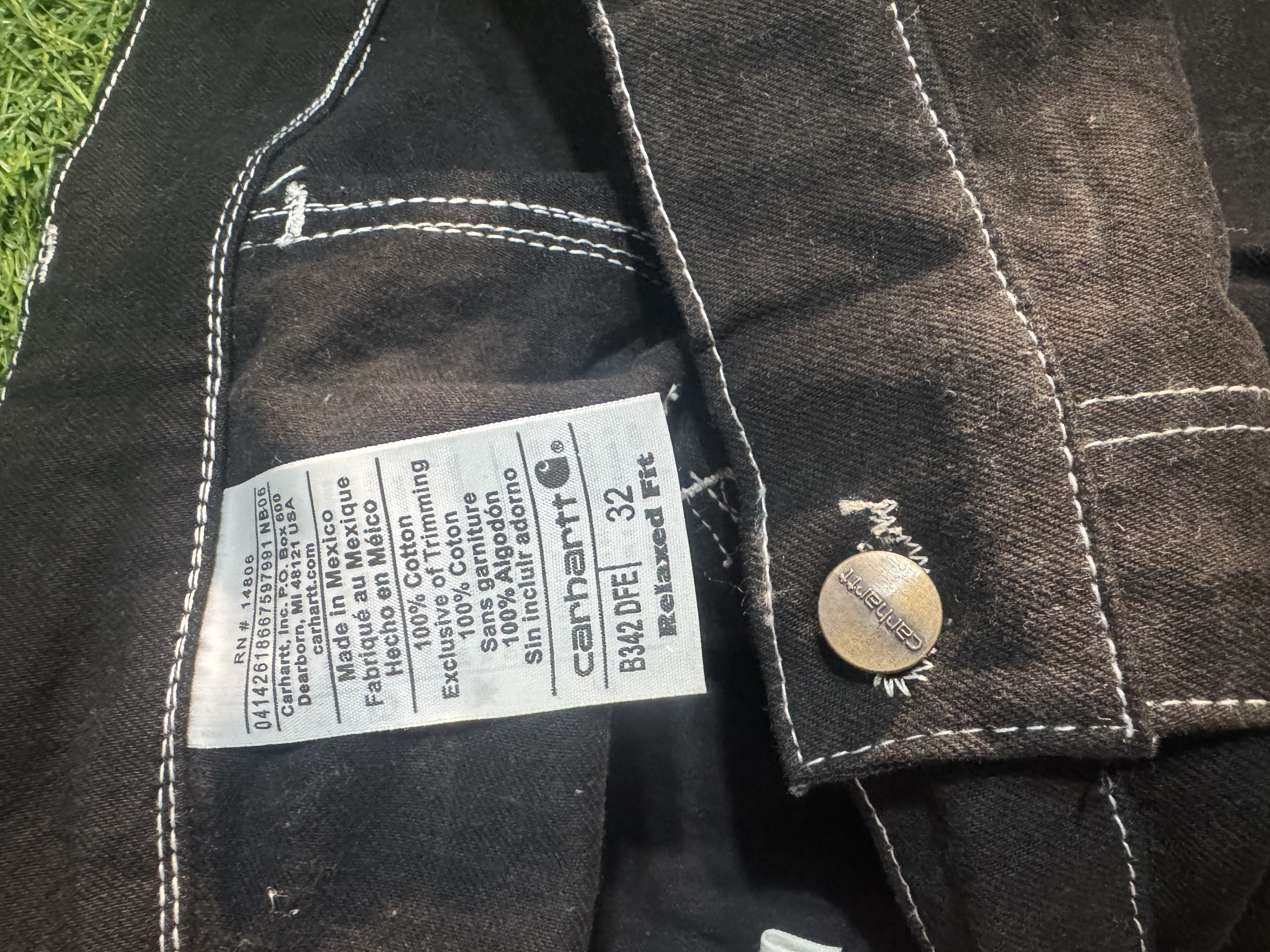 Rework style black carhartt denim cargo Jorts