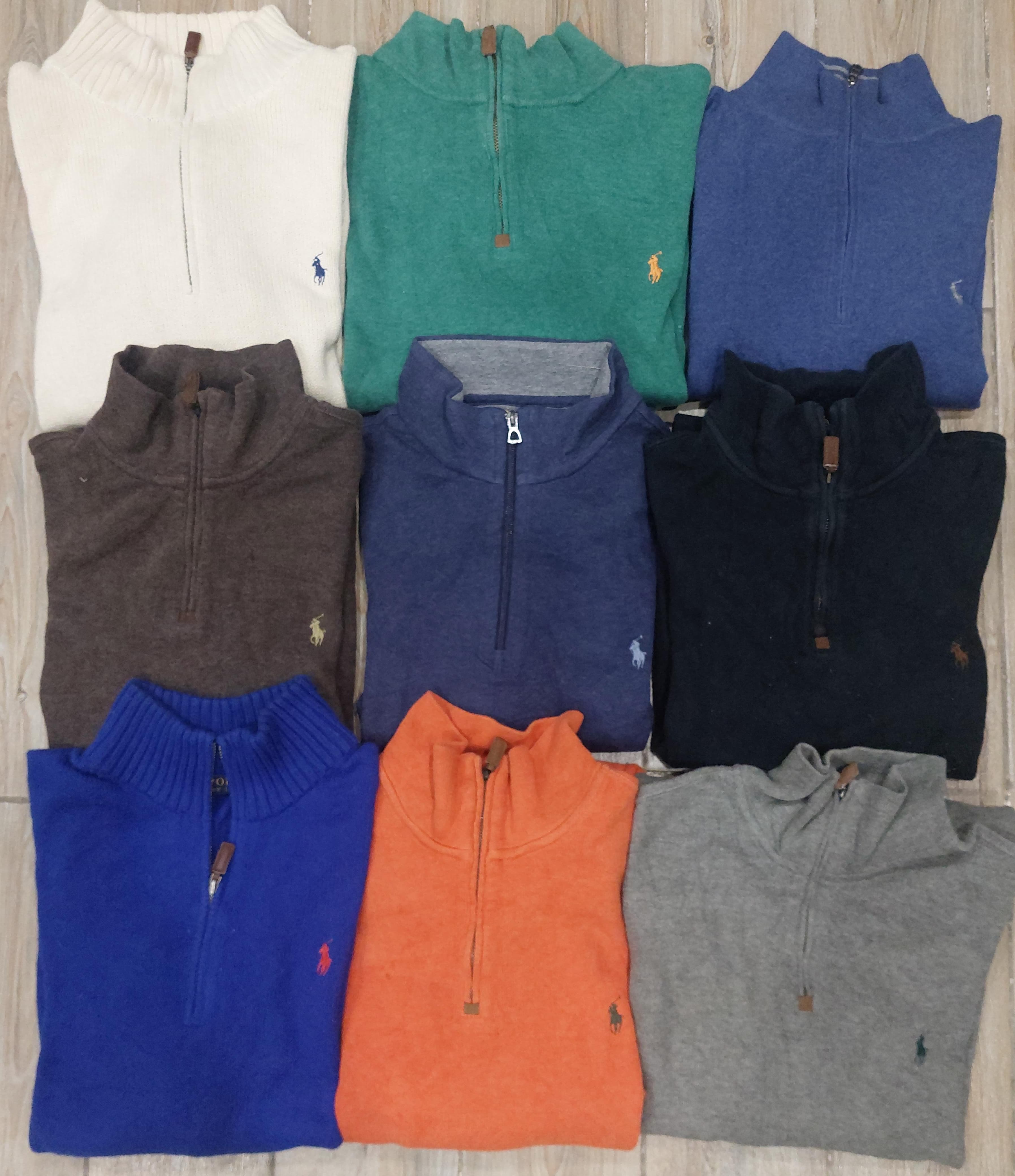 Pulls à col zippé 1/4 Polo Ralph Lauren de marque - 28 pièces