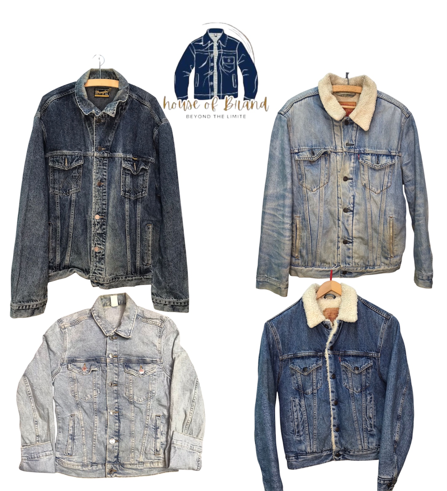 10 pièces de vestes en denim Levi's et de marques mélangées.