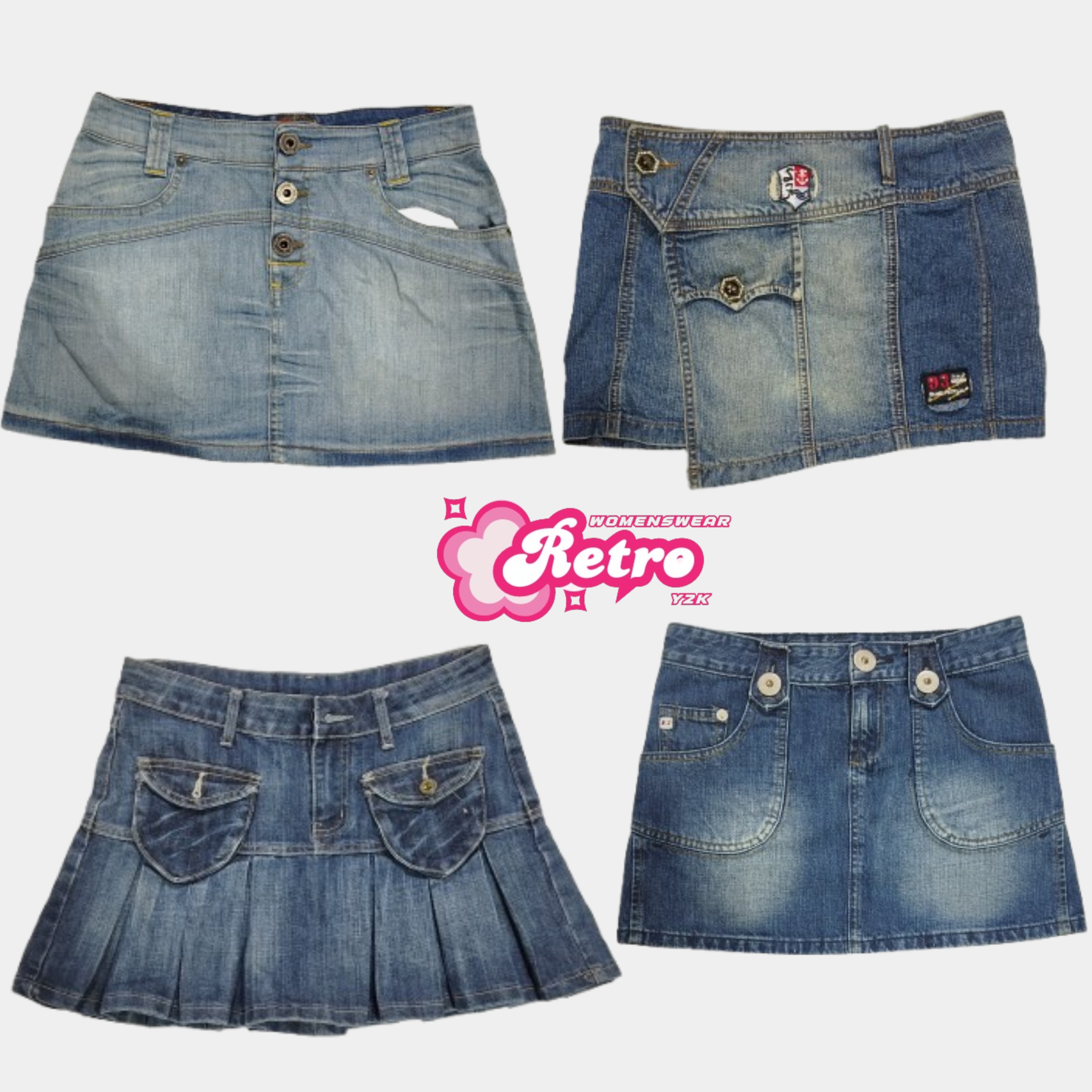 Jupes en denim mini uniques Y2K (Jan-005)