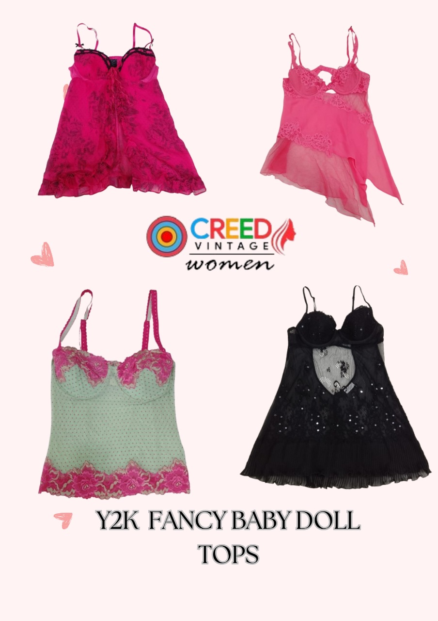 CR3168 Y2K Fancy Baby Doll Tops - 10 Pcs