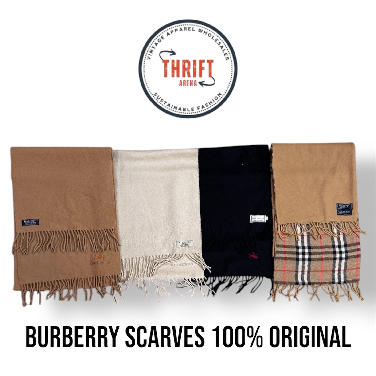 #VV600 Écharpes Burberry Unies 100% Authentiques 15PCs