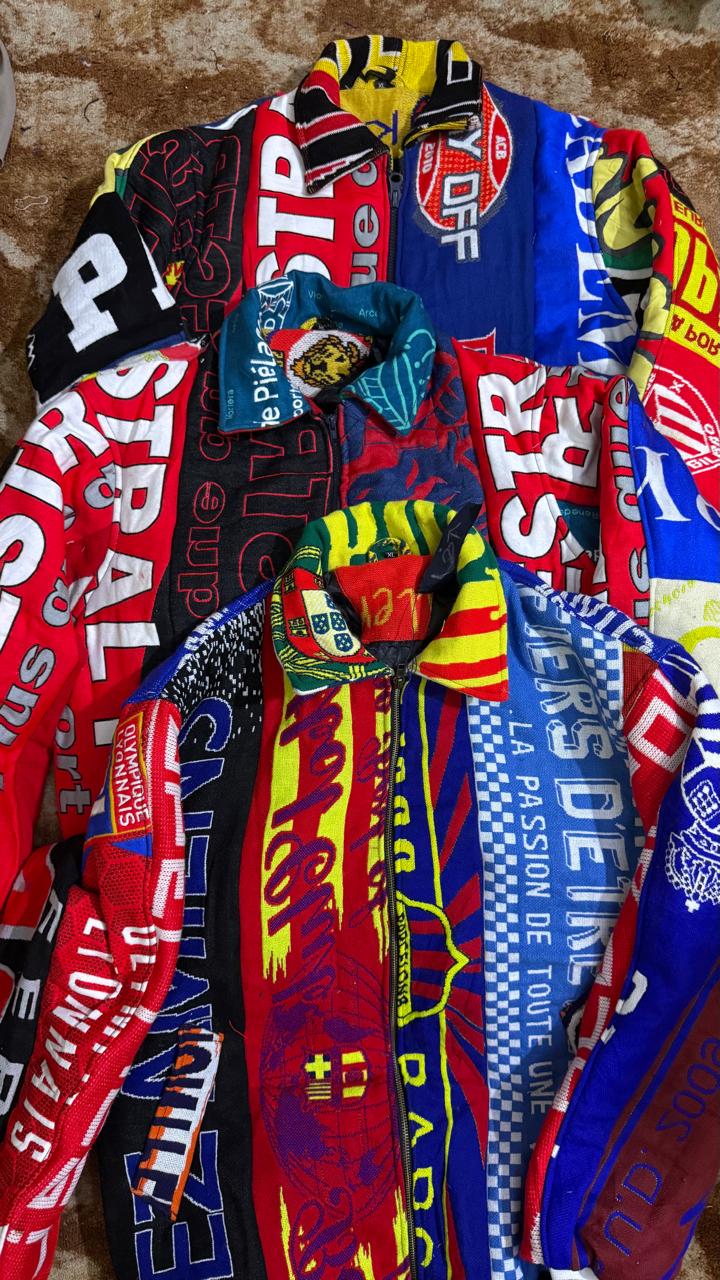 Reworked style Sports Jackets made from Football & Sports scarves