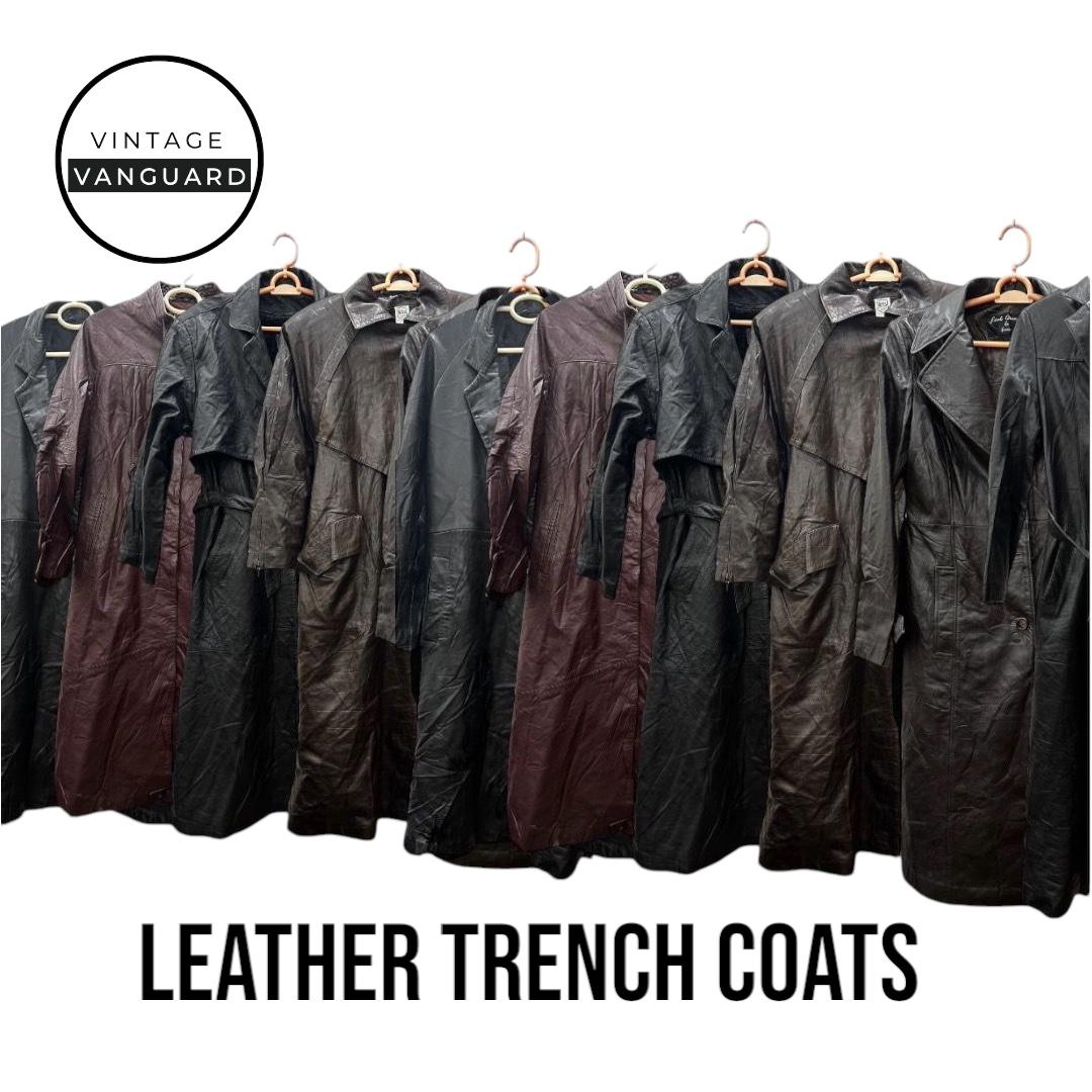 Y2K Leather Trench Coats: 10 Pcs