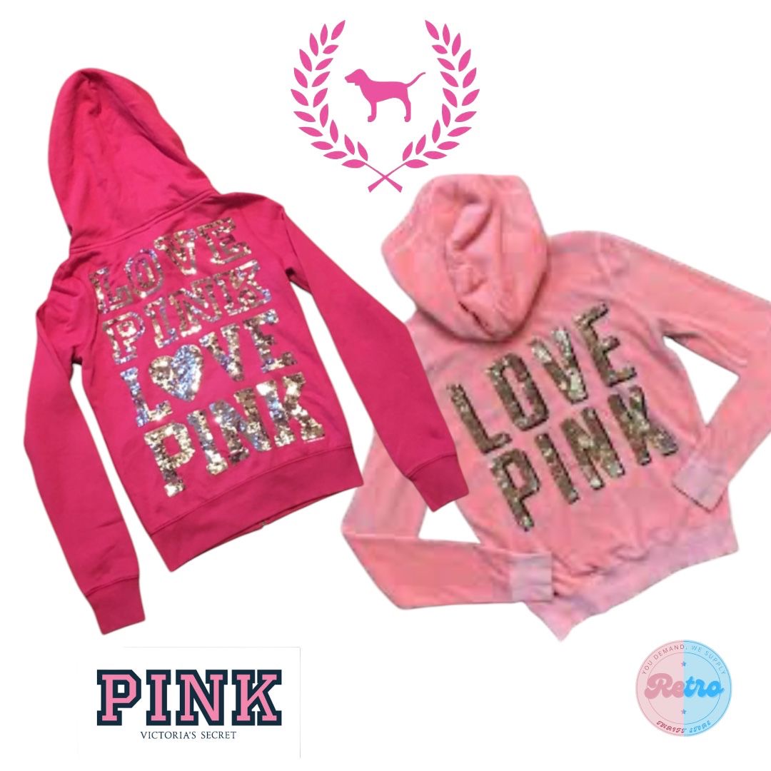 Y2K BeBe & Pink Hoodie Track Jackets: 15 Pcs