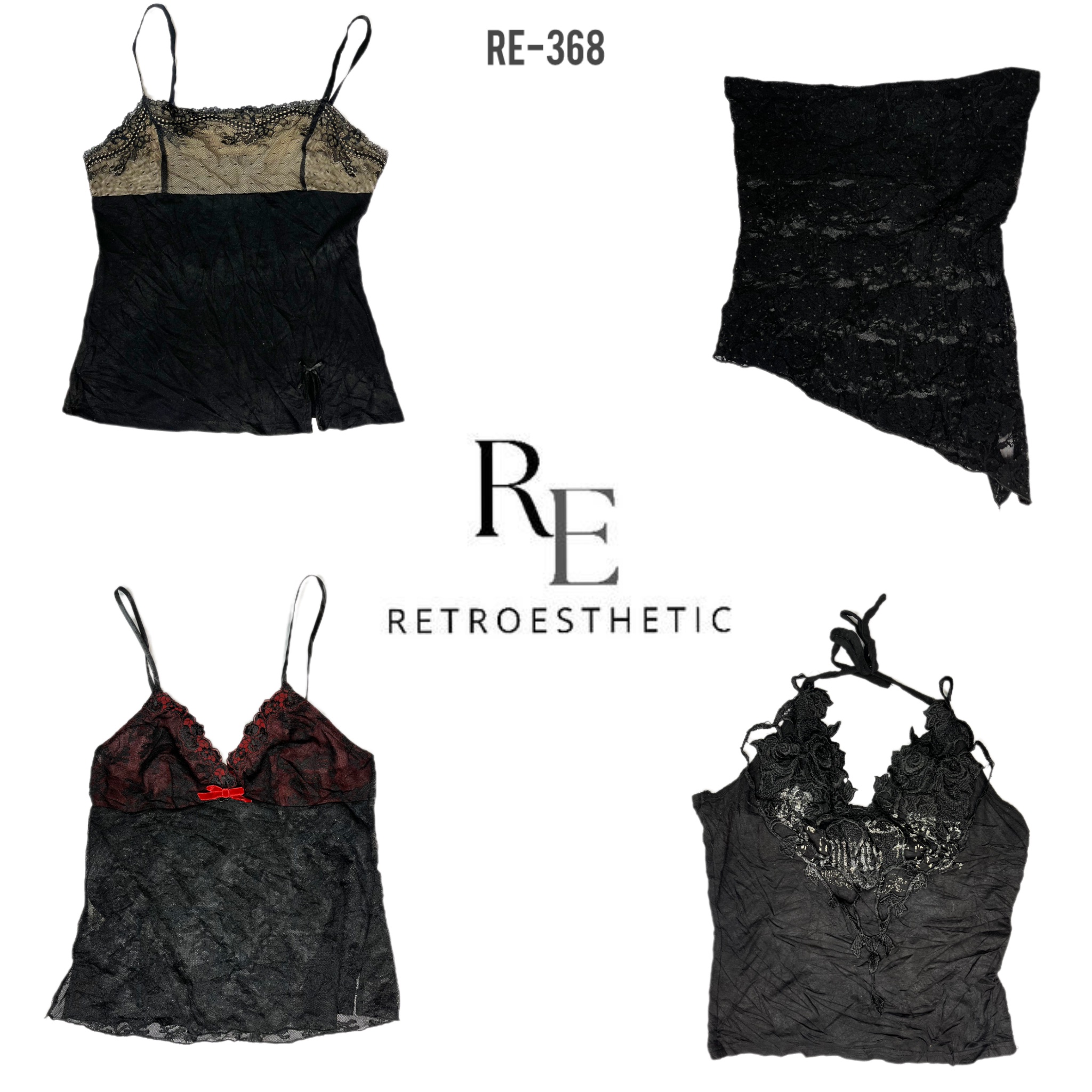 Y2K Gothique Tops en Cami Noirs (RE-368)