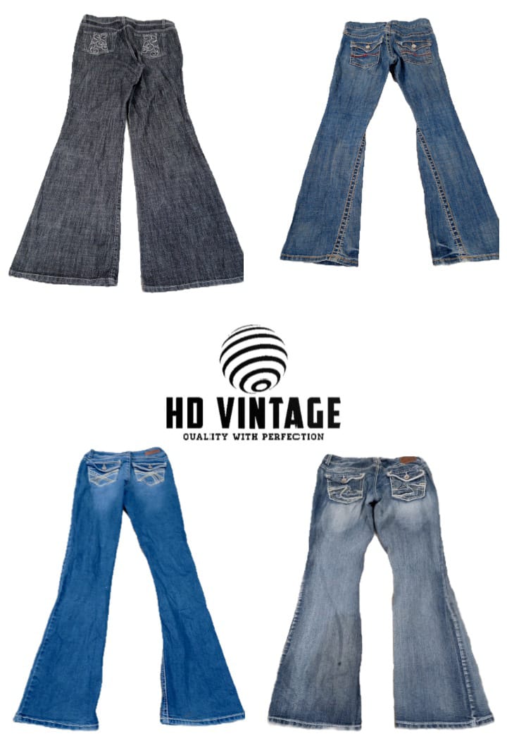 HD591 Ladies Premium Y2K Flared Jeans - 13 pcs